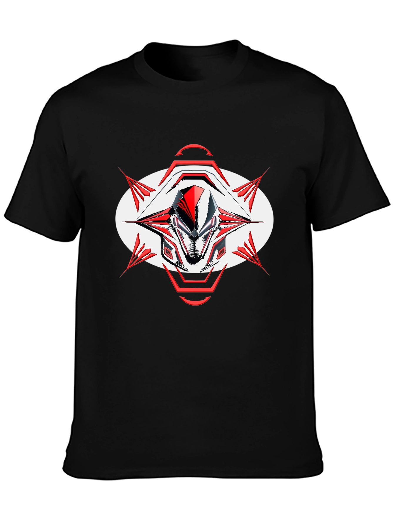 Futuristic Robot Head Graphic Black T-Shirt