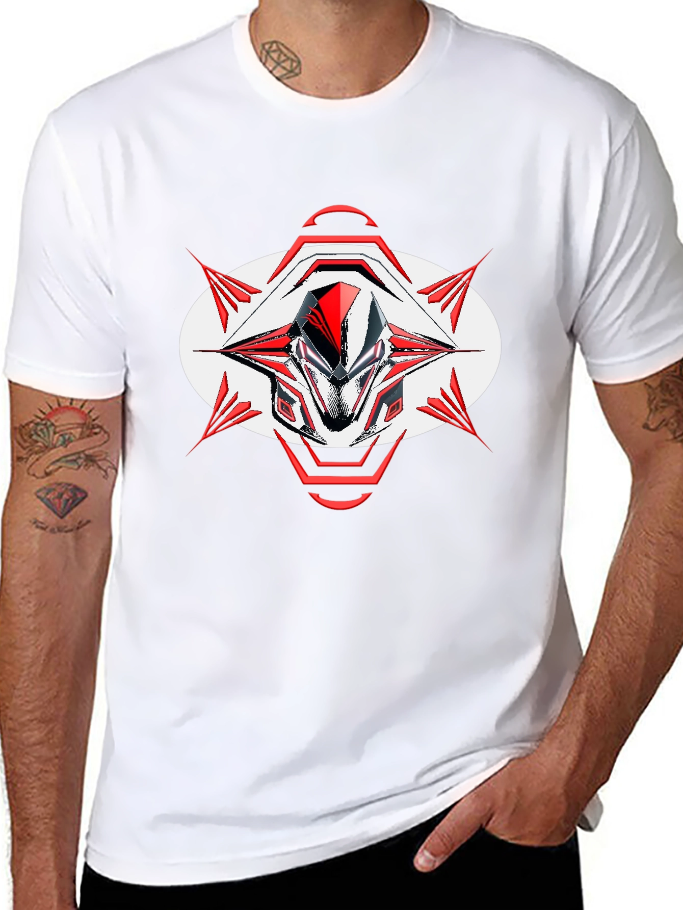 Futuristic Robot Head Graphic Black T-Shirt