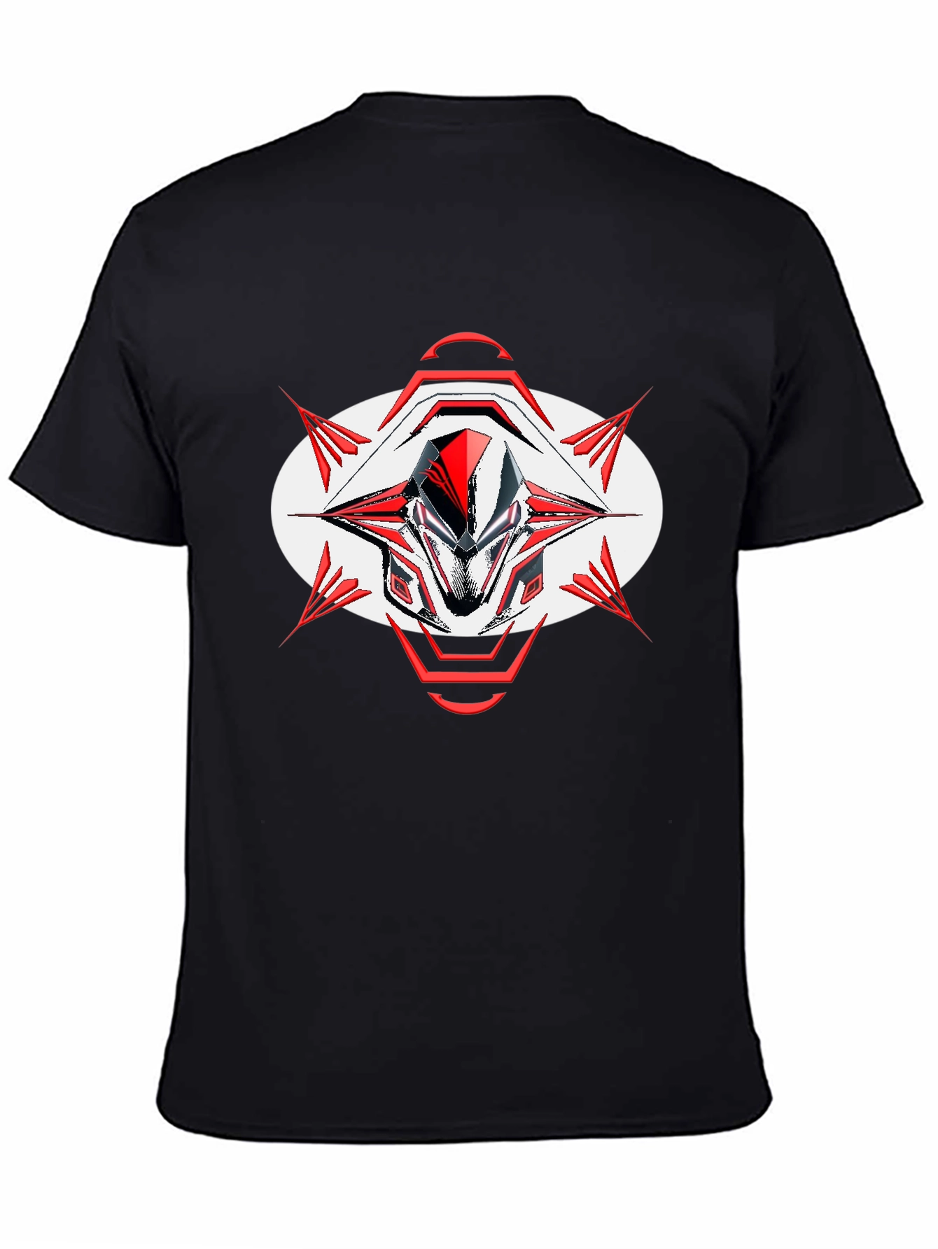 Futuristic Robot Head Graphic Black T-Shirt
