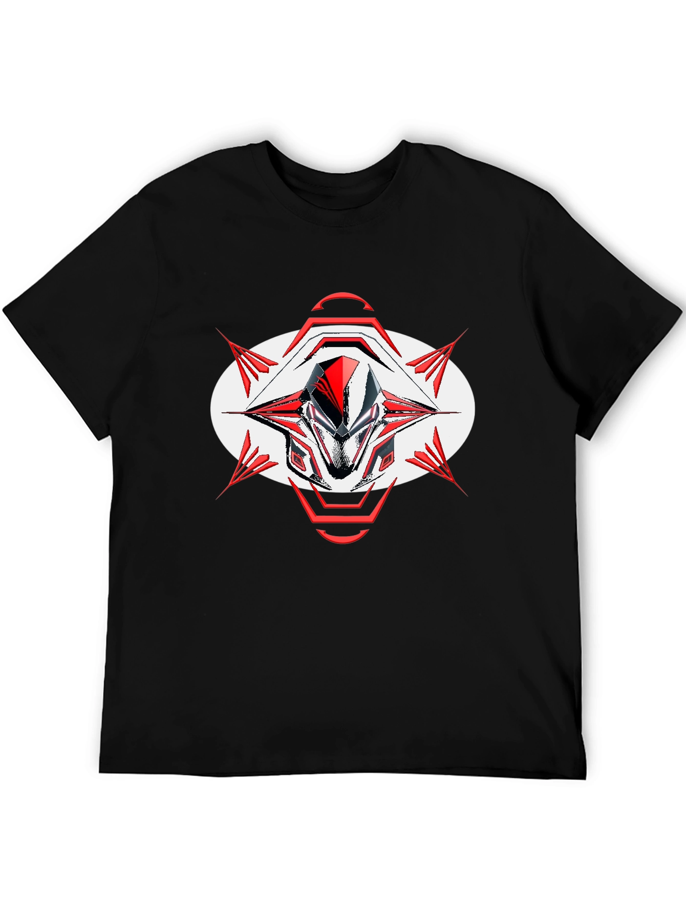 Futuristic Robot Head Graphic Black T-Shirt