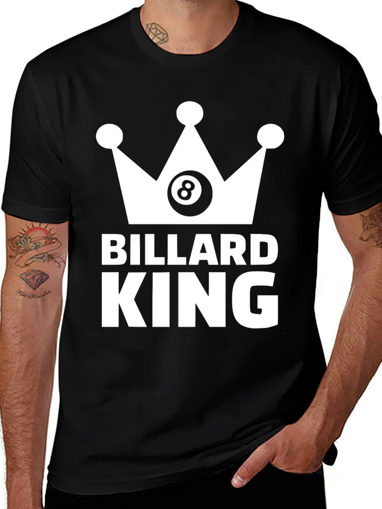 Billiard King T-Shirt - 8 Ball Crown Design