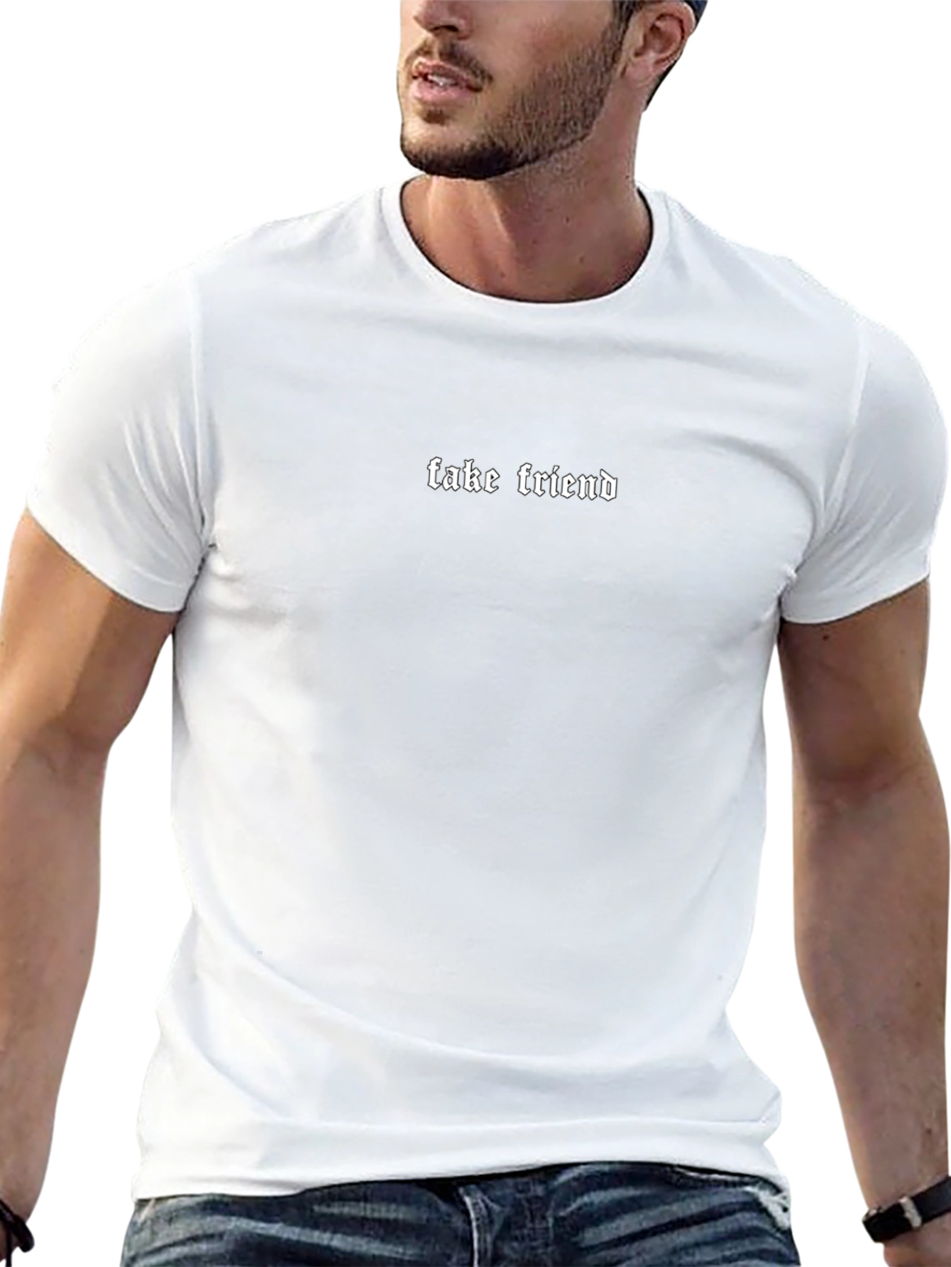 Fake Friend Gothic Text T-Shirt