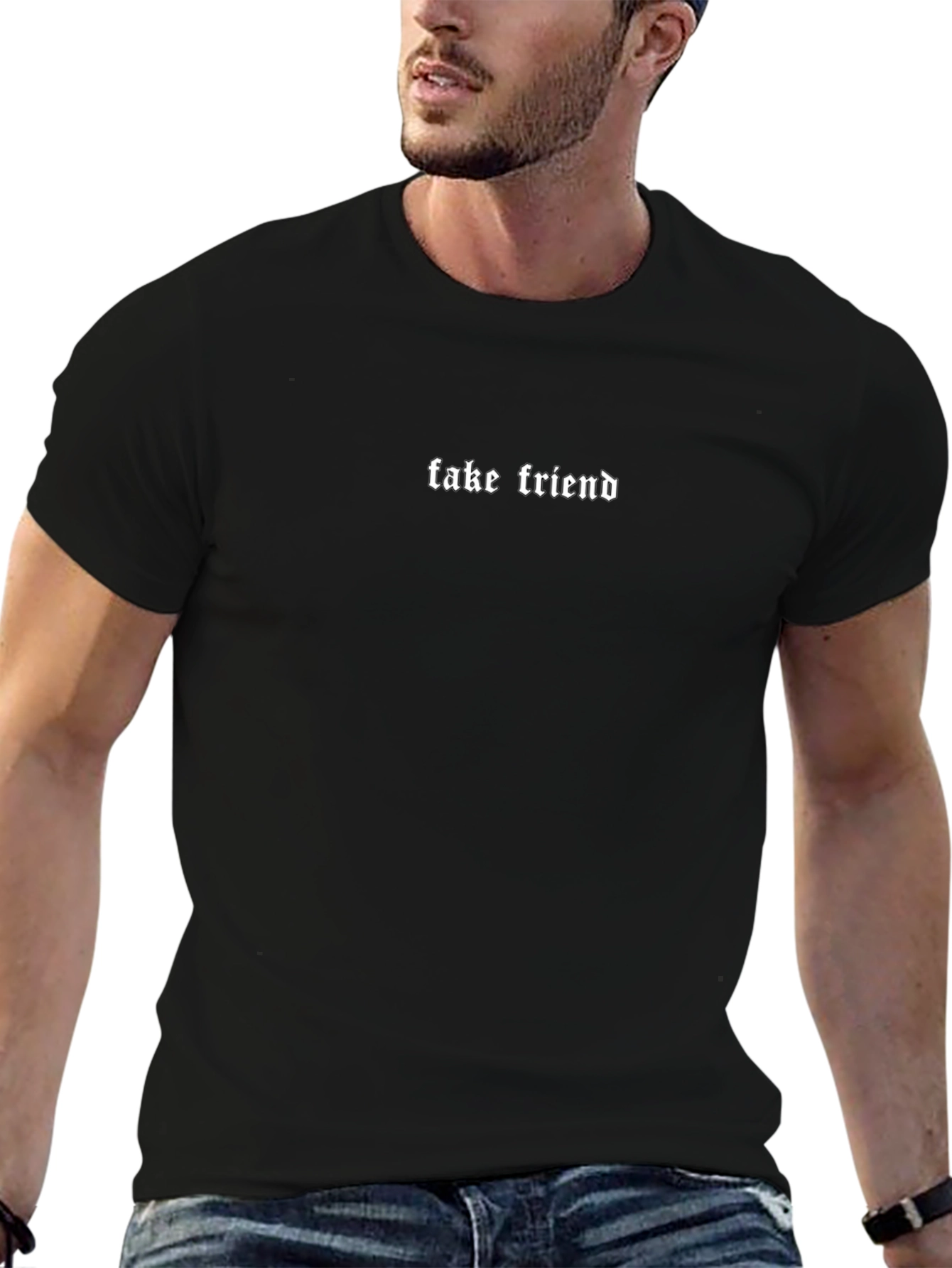 Fake Friend Gothic Text T-Shirt
