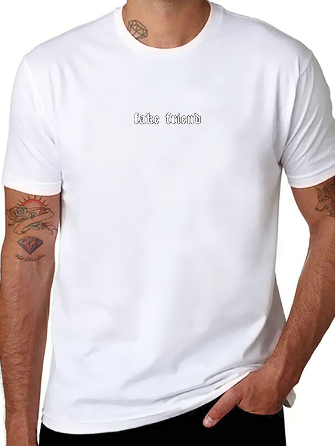 Fake Friend Gothic Text T-Shirt