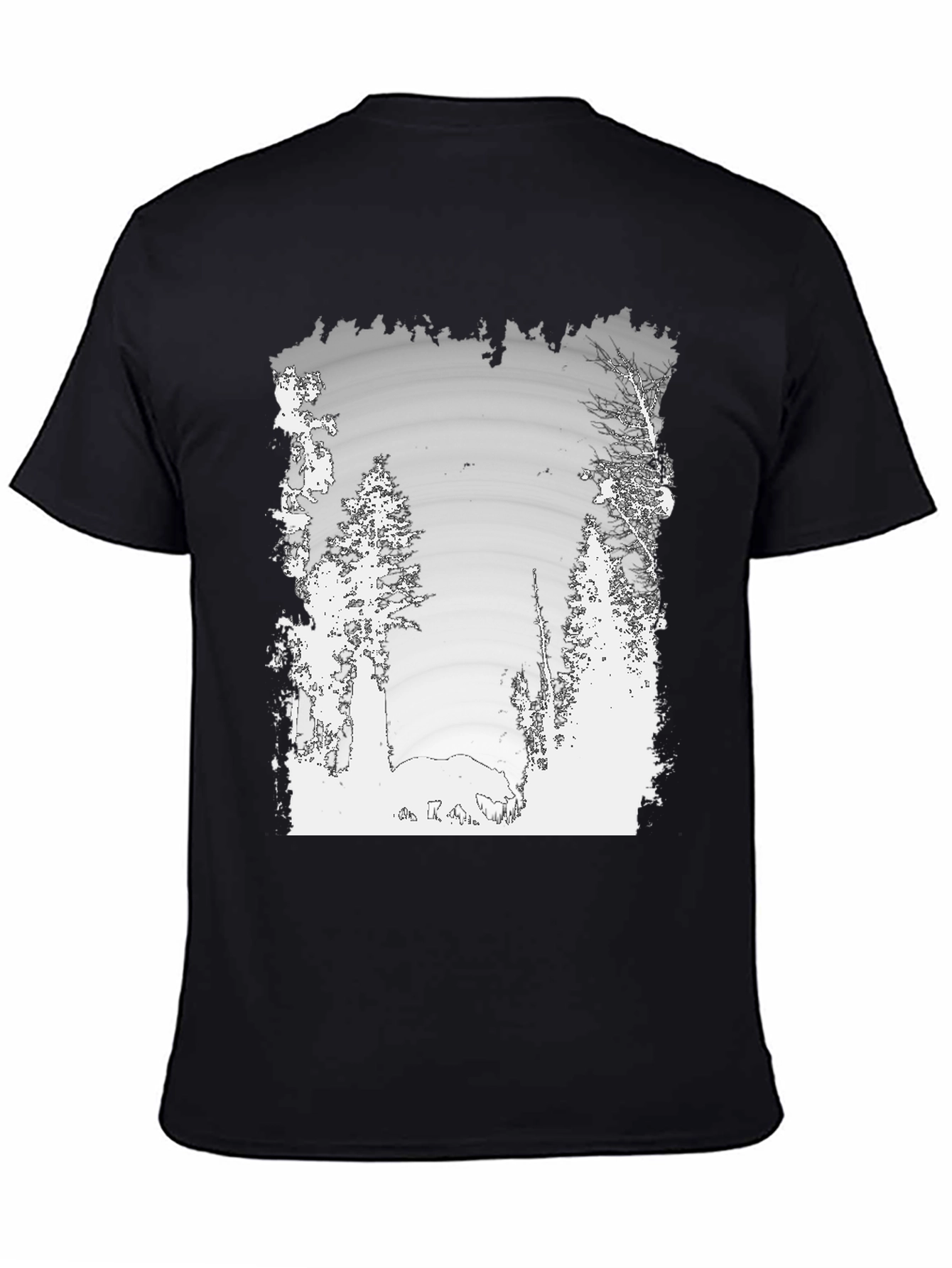 Nature Scene Graphic Print Black Tee