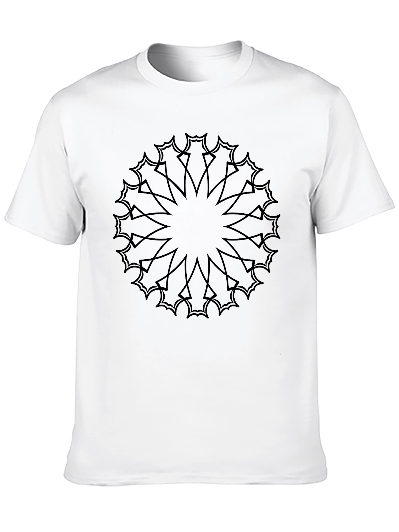 Mens Black T-Shirt with Geometric Mandala Print
