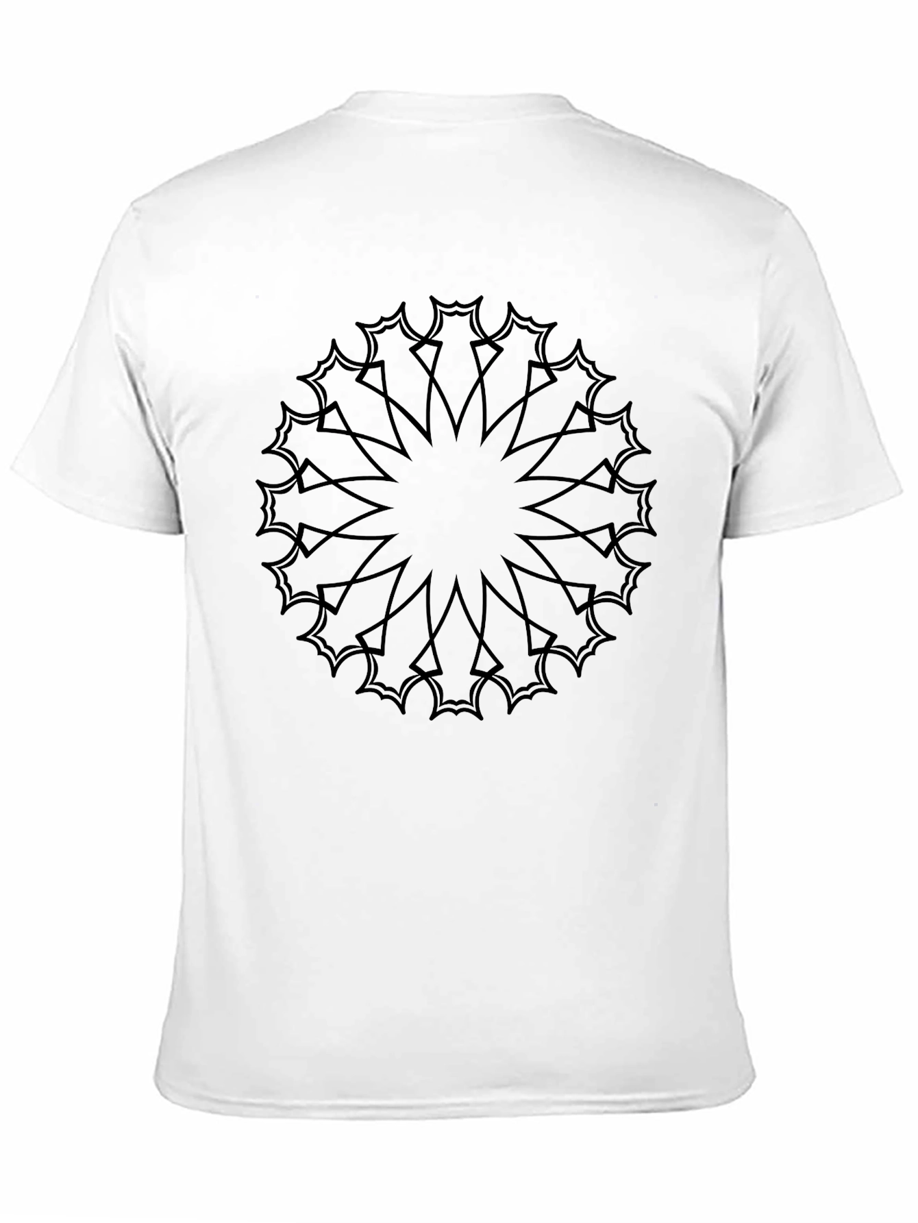 Mens Black T-Shirt with Geometric Mandala Print