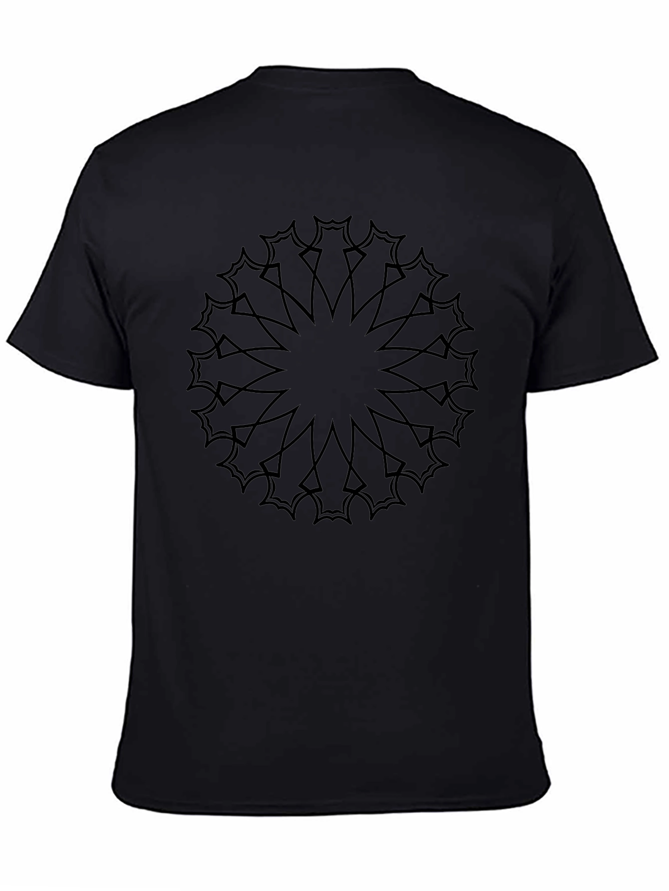 Mens Black T-Shirt with Geometric Mandala Print