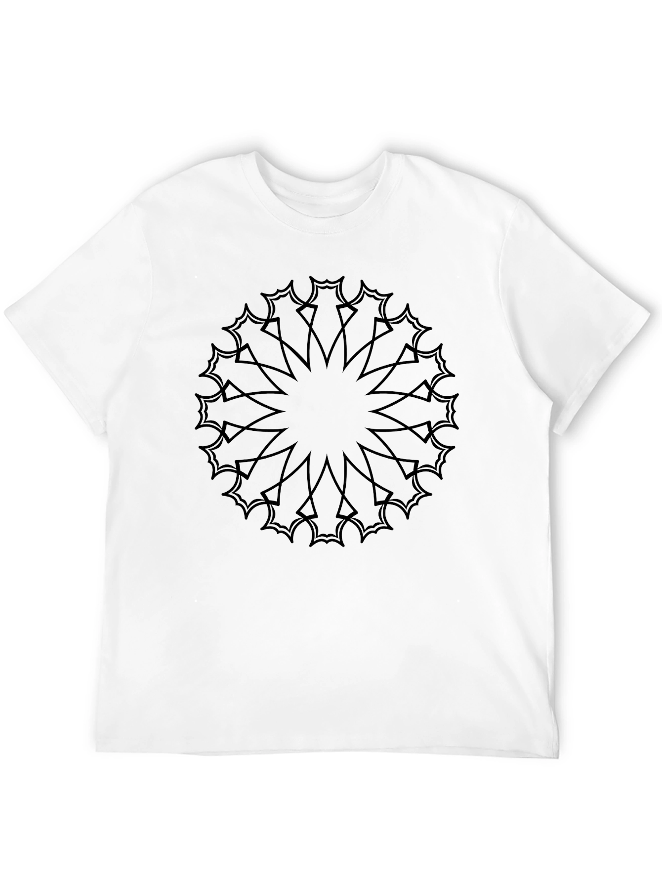 Mens Black T-Shirt with Geometric Mandala Print