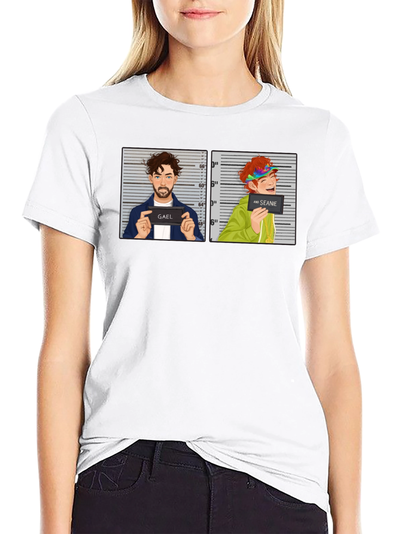 Gael and Seanie Cartoon Mugshot Graphic Tee