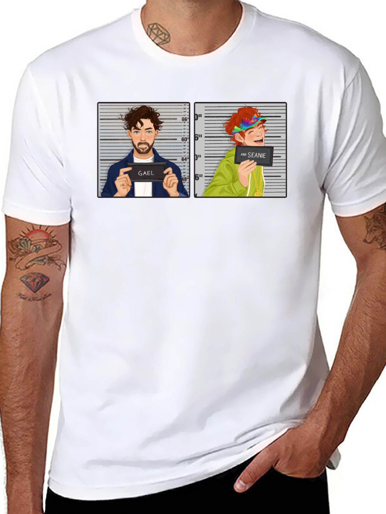 Gael and Seanie Cartoon Mugshot Graphic Tee