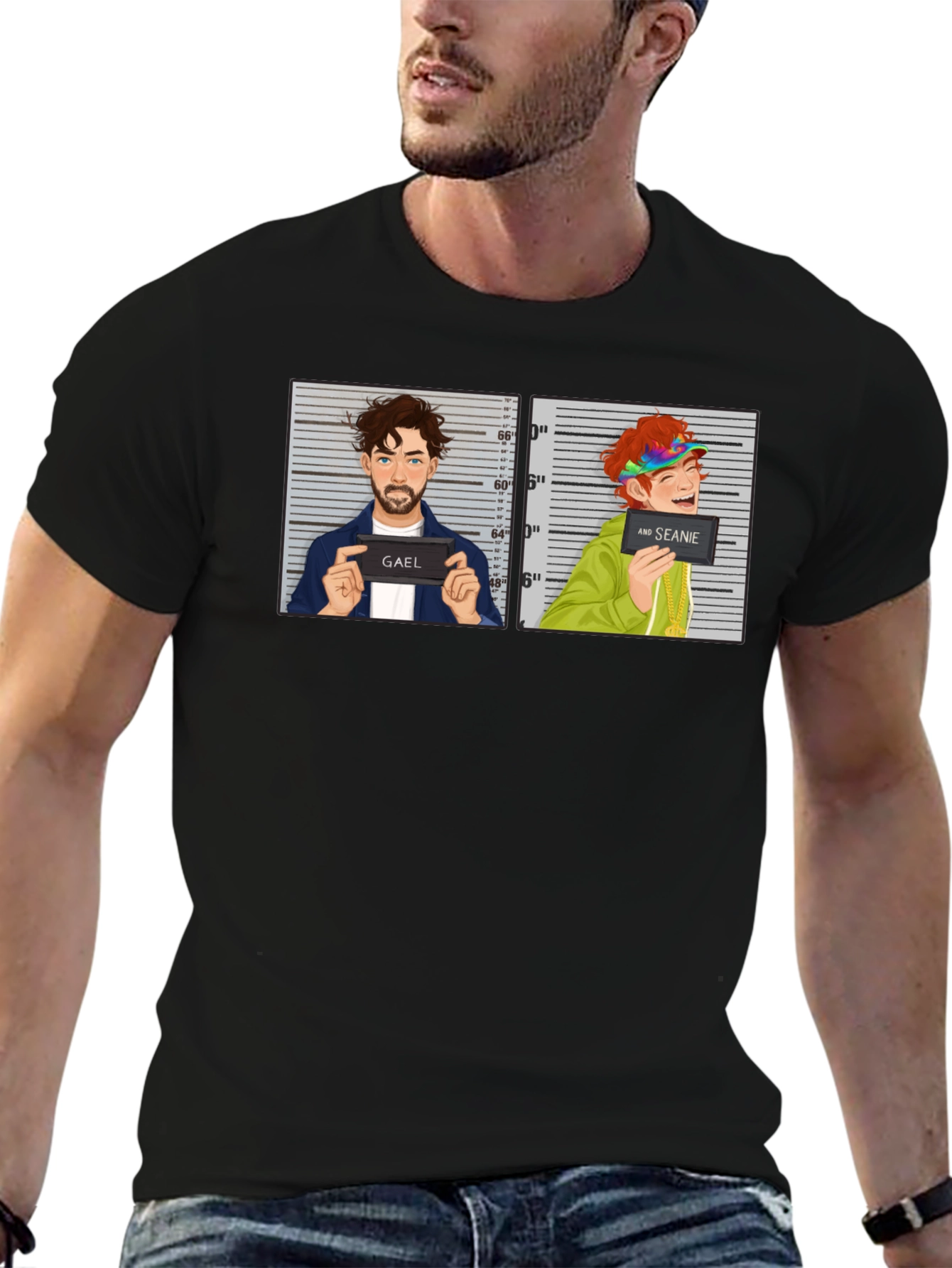 Gael and Seanie Cartoon Mugshot Graphic Tee