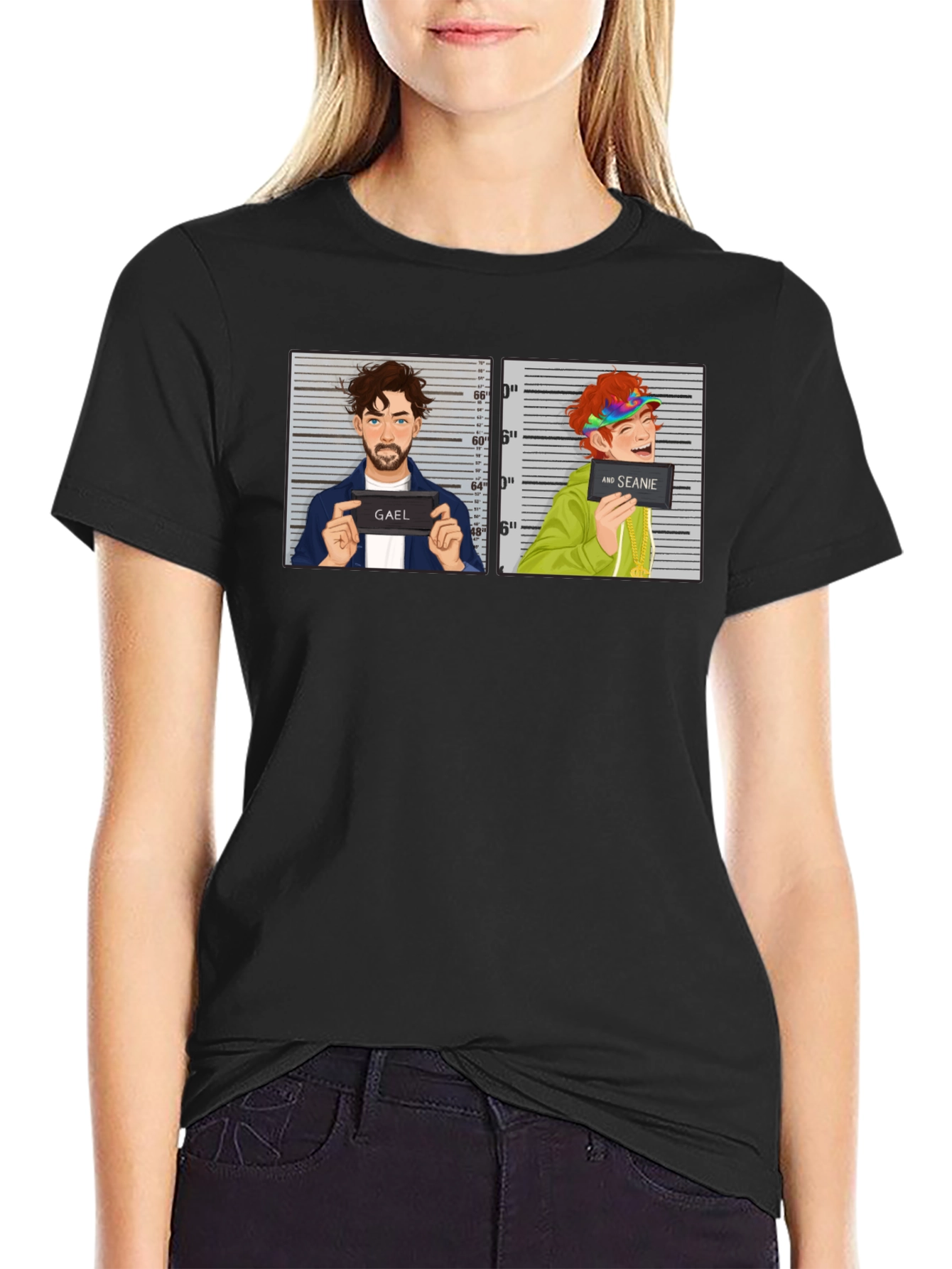 Gael and Seanie Cartoon Mugshot Graphic Tee