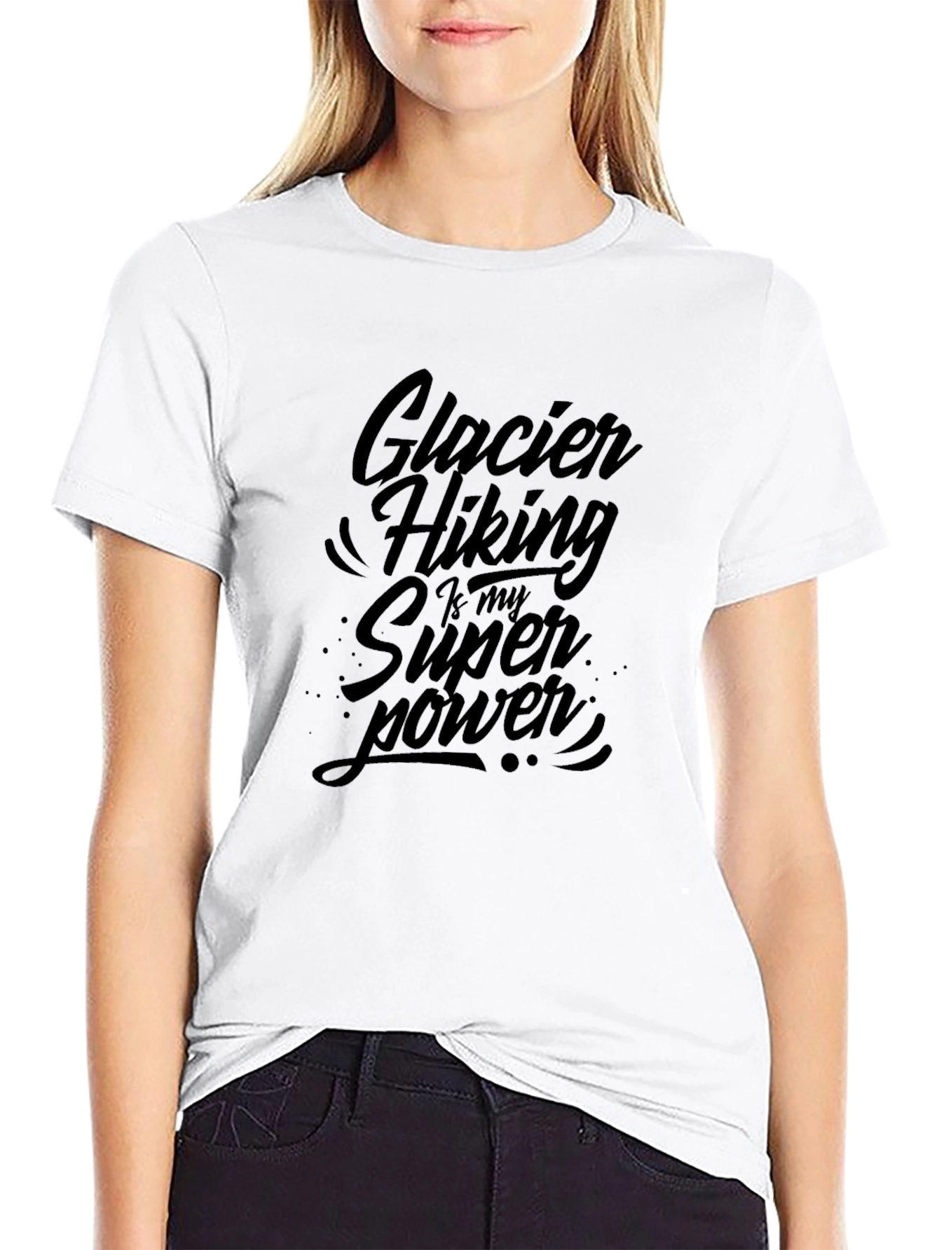 Glacier Hiking Super Power Black Graphic Tee
