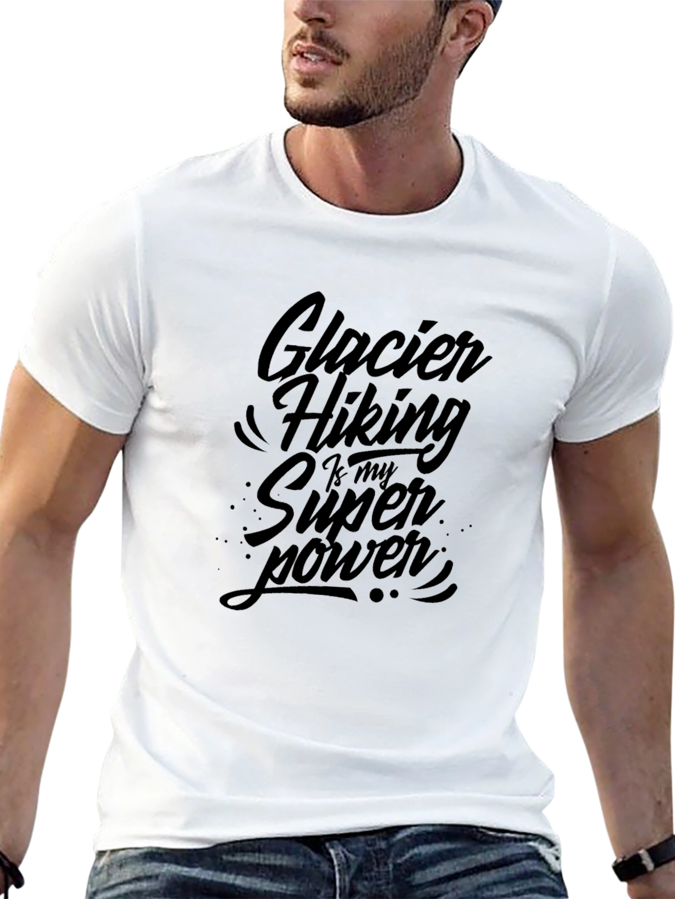 Glacier Hiking Super Power Black Graphic Tee