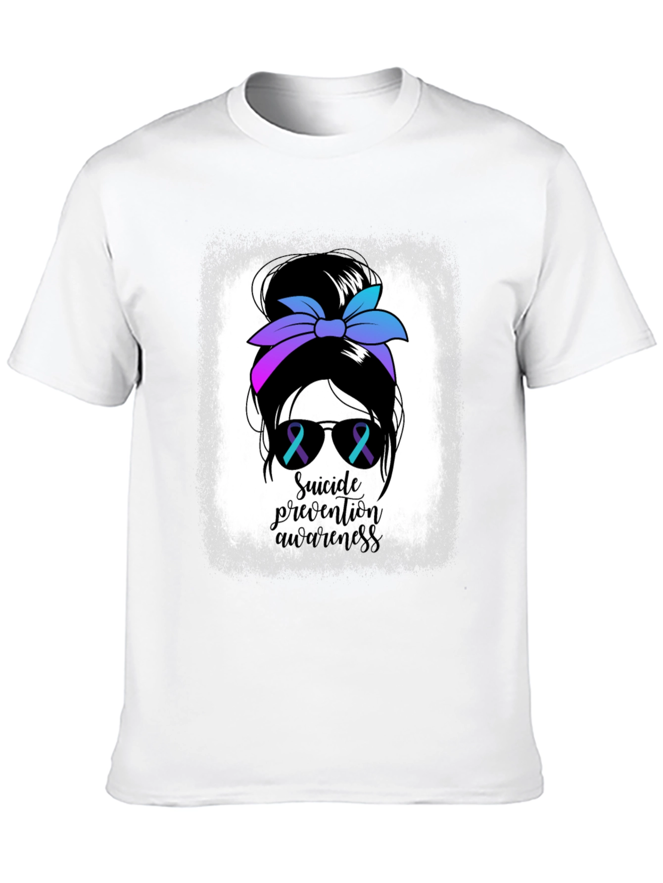 Suicide Prevention Awareness Messy Bun T-Shirt