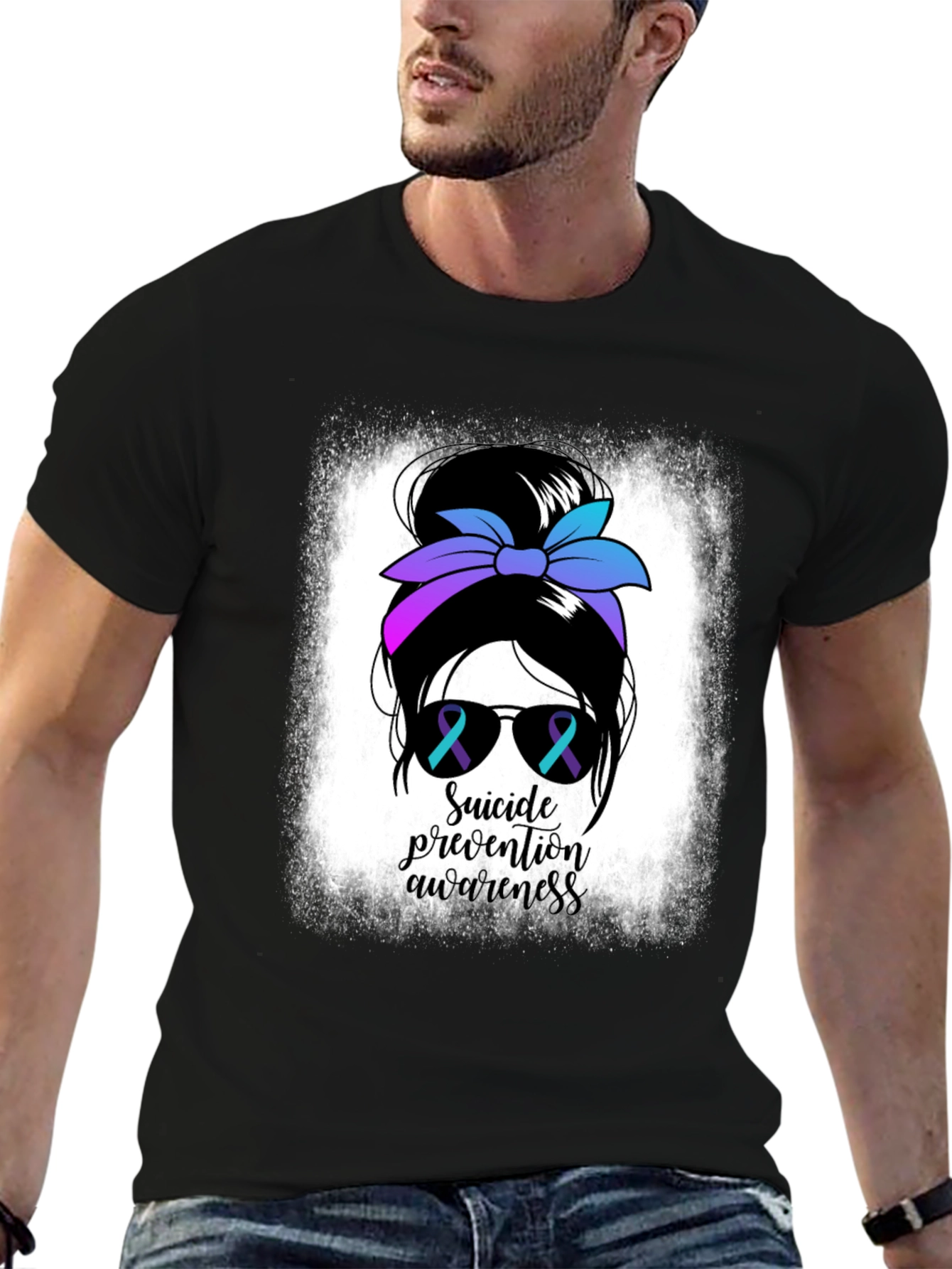 Suicide Prevention Awareness Messy Bun T-Shirt