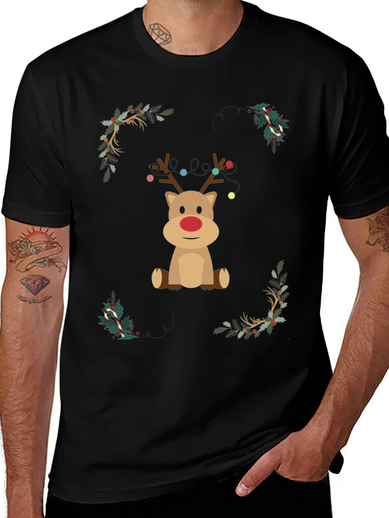 Festive Reindeer Christmas Graphic Tee