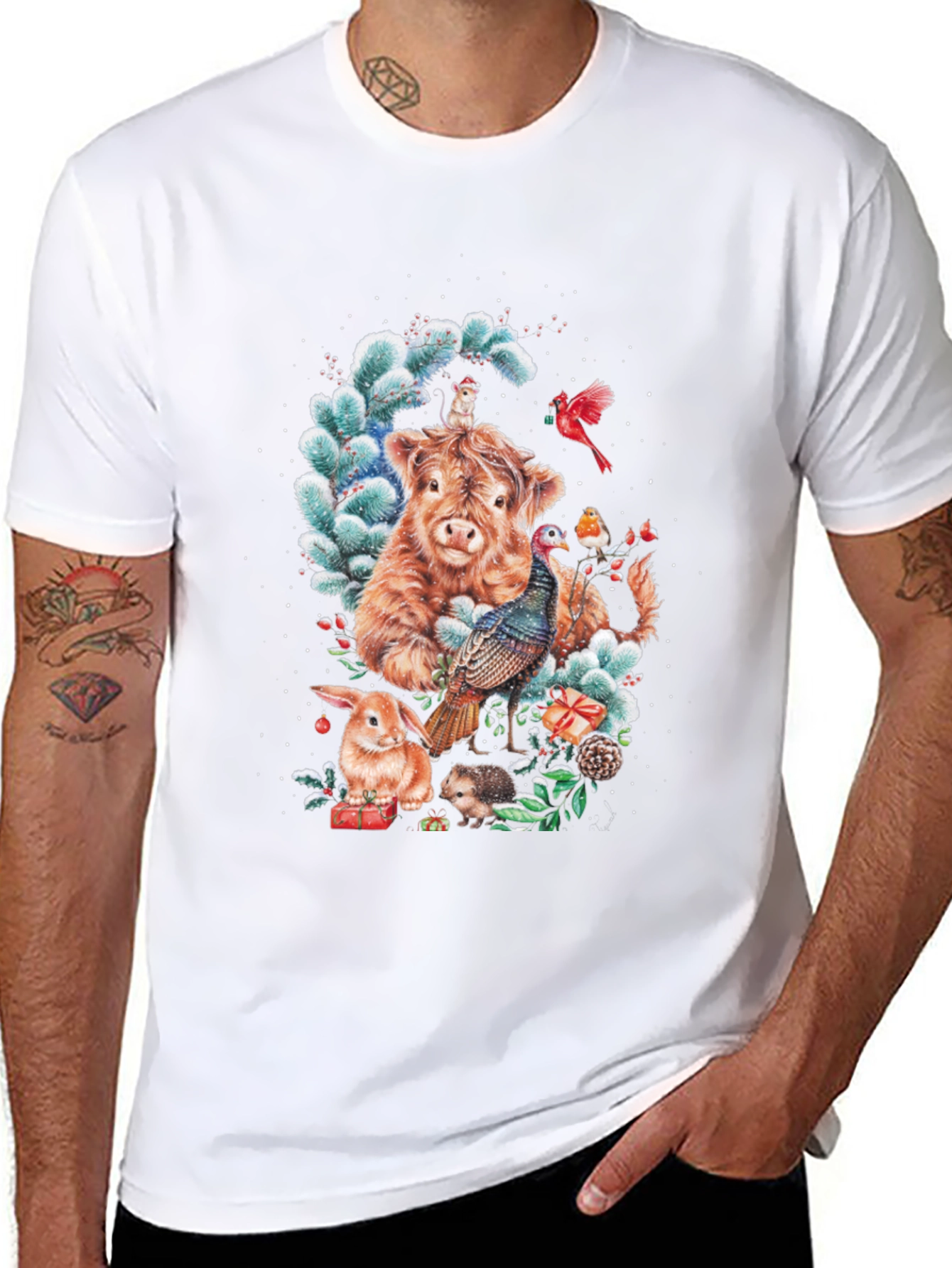 Festive Highland Cow & Friends T-Shirt