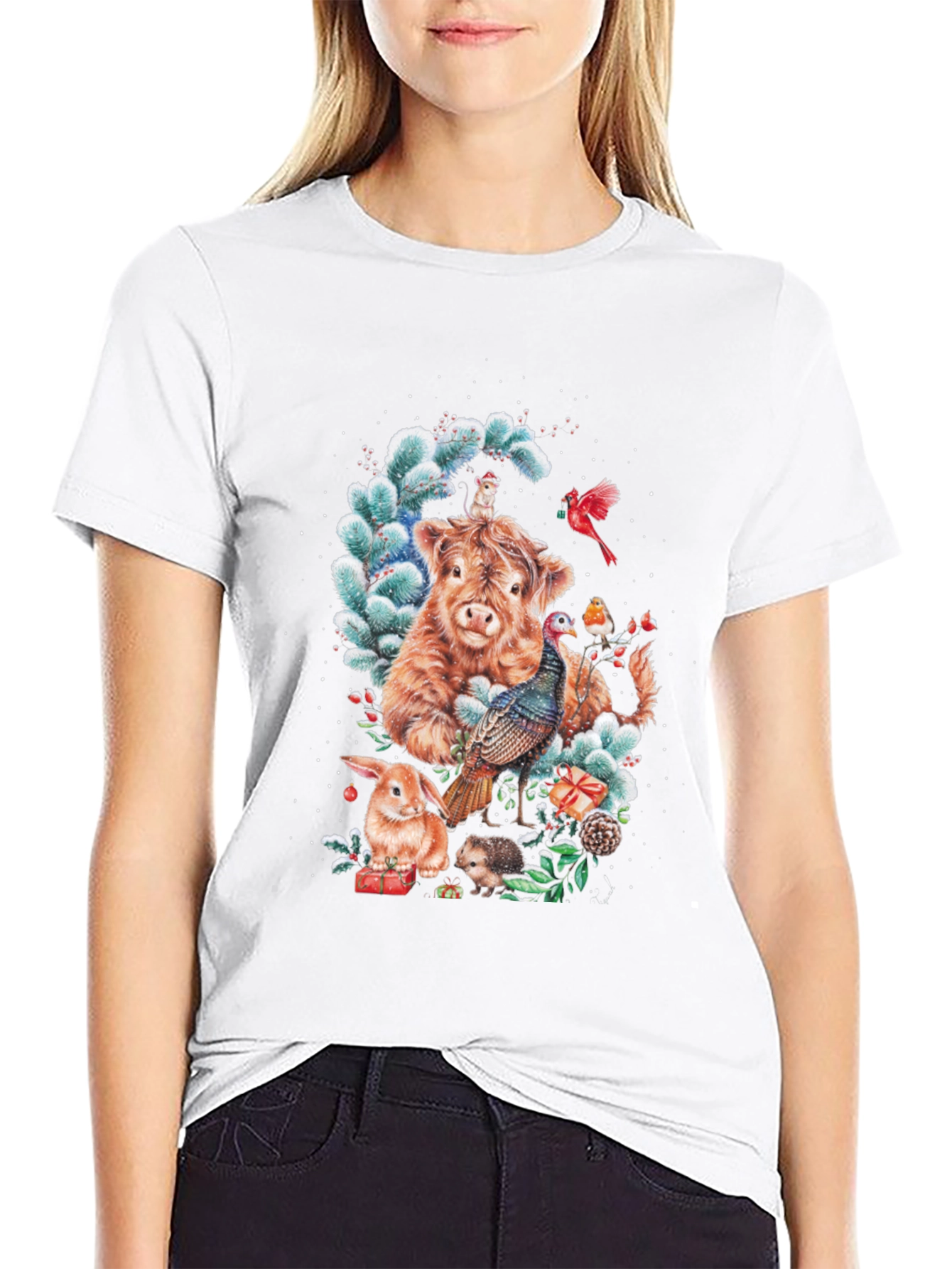 Festive Highland Cow & Friends T-Shirt