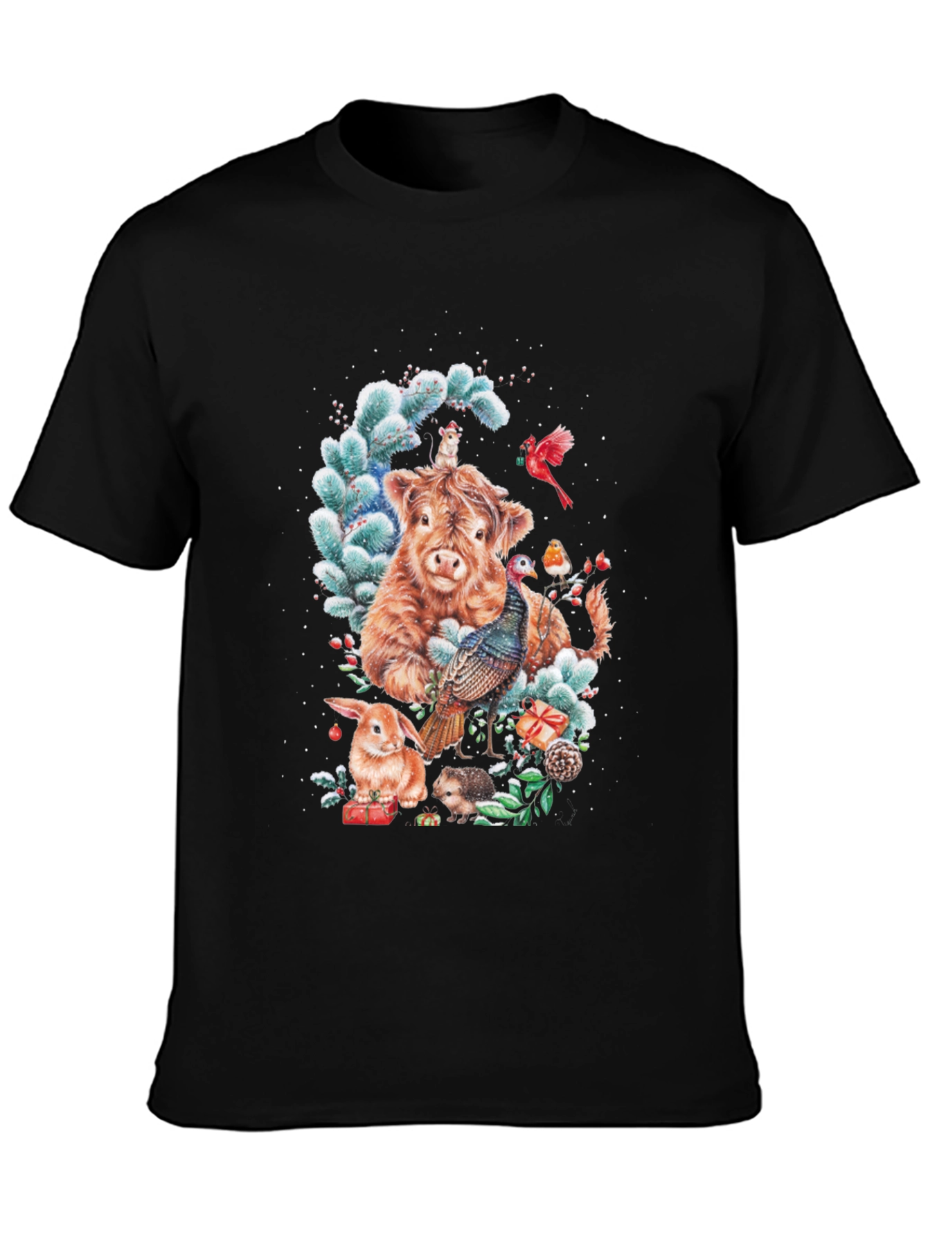 Festive Highland Cow & Friends T-Shirt