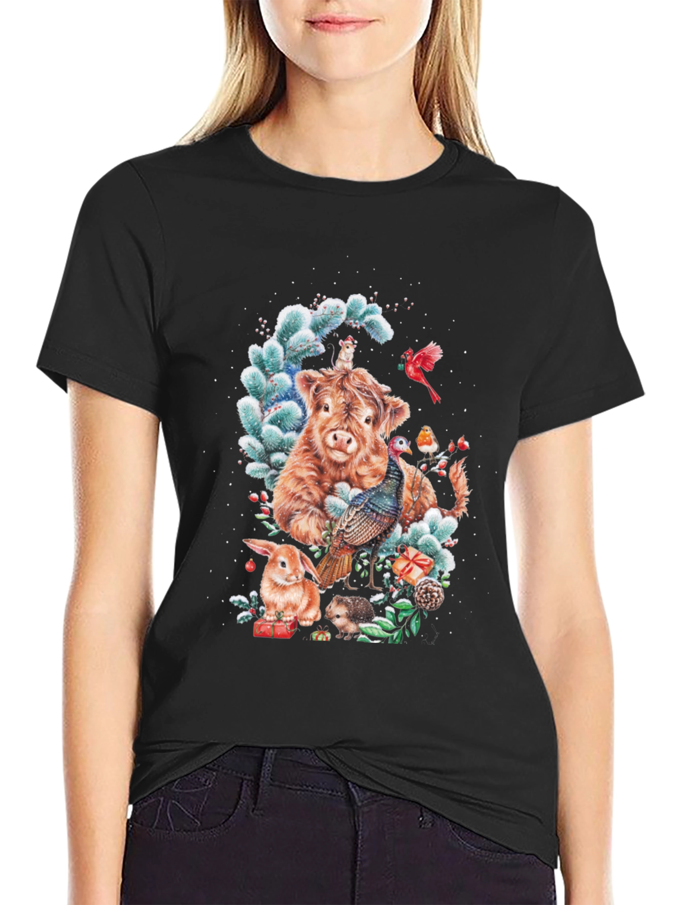 Festive Highland Cow & Friends T-Shirt