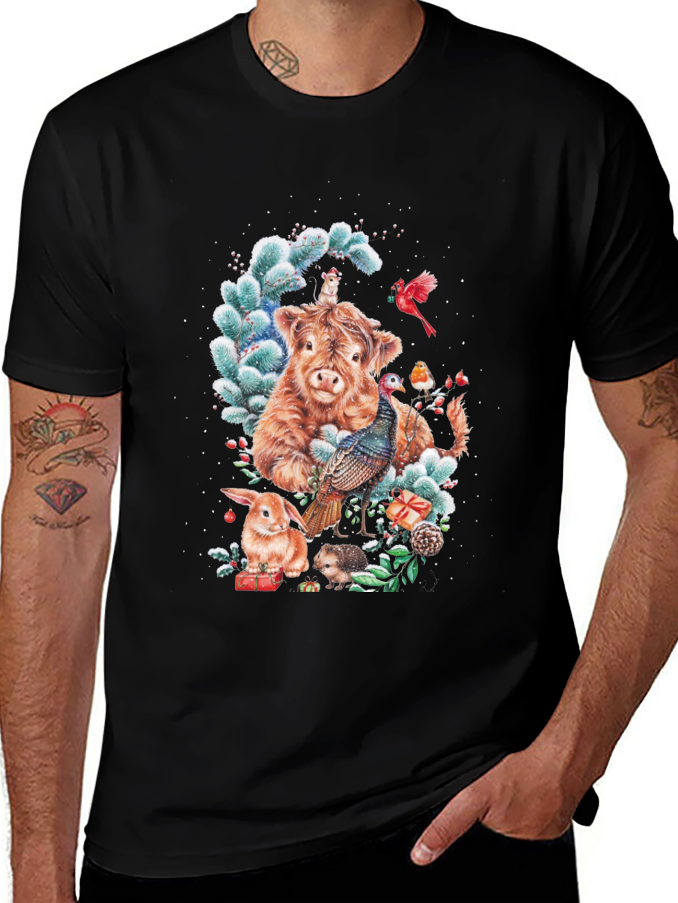 Festive Highland Cow & Friends T-Shirt