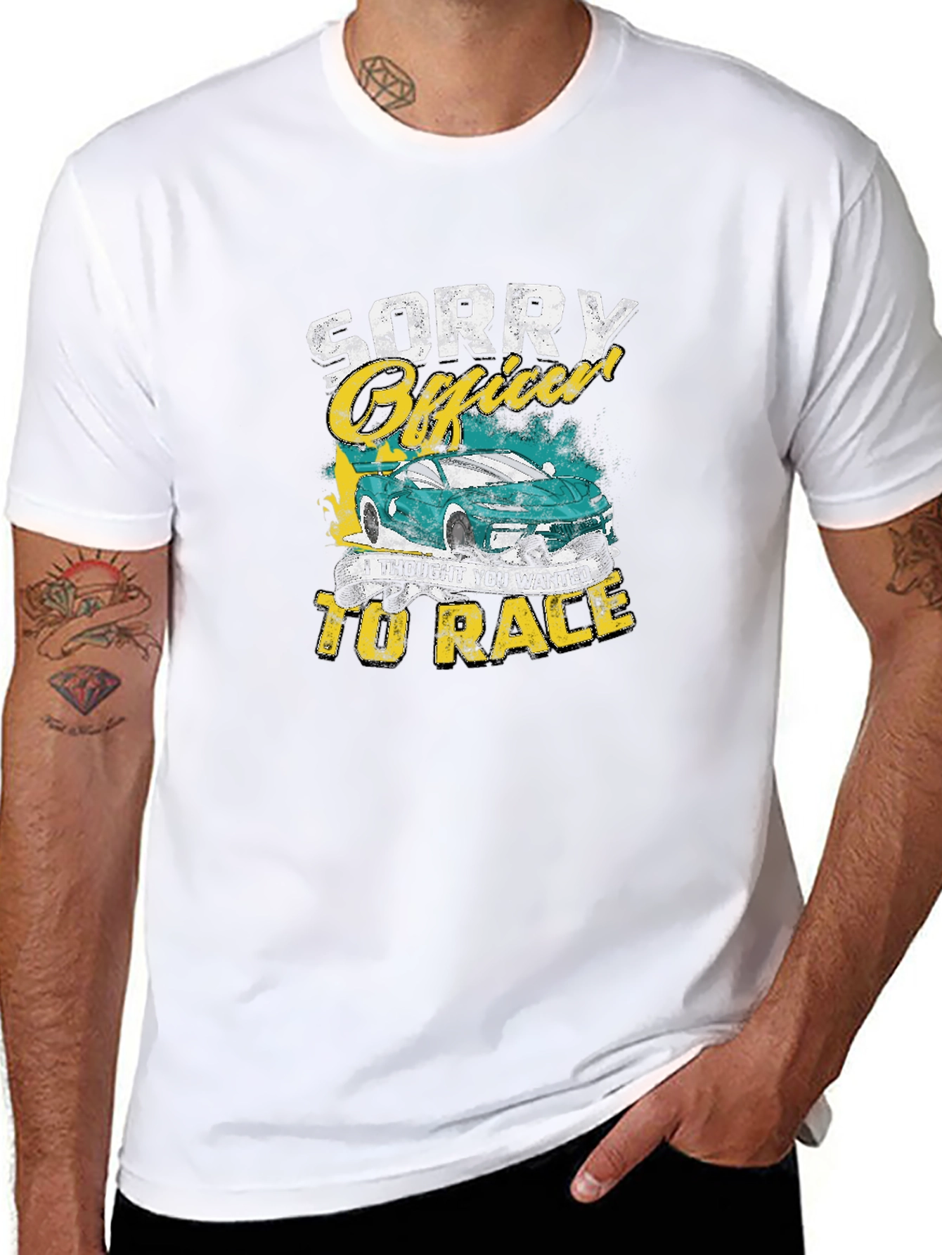 Sorry Officer Car Race Graphic Tee