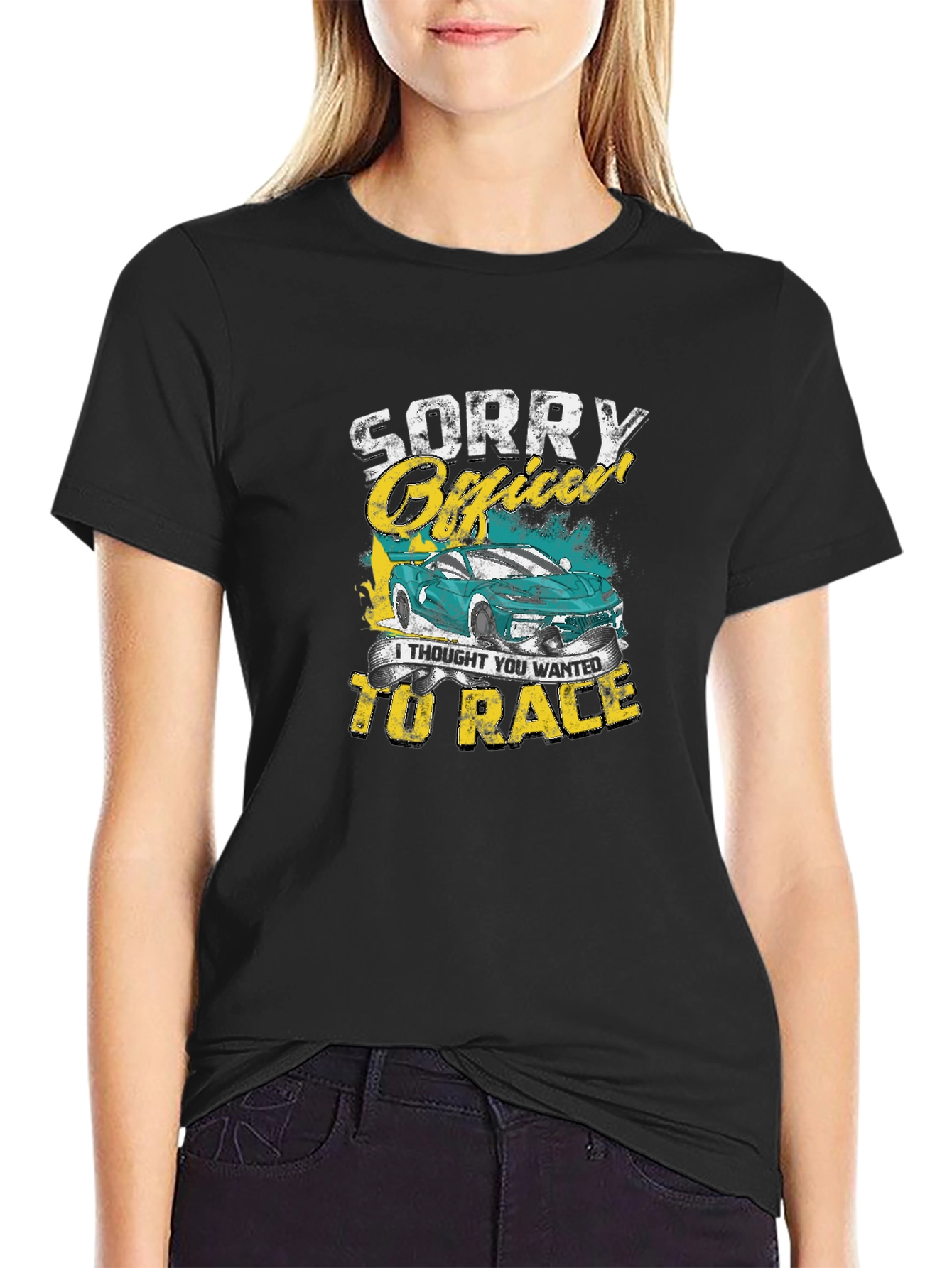 Sorry Officer Car Race Graphic Tee