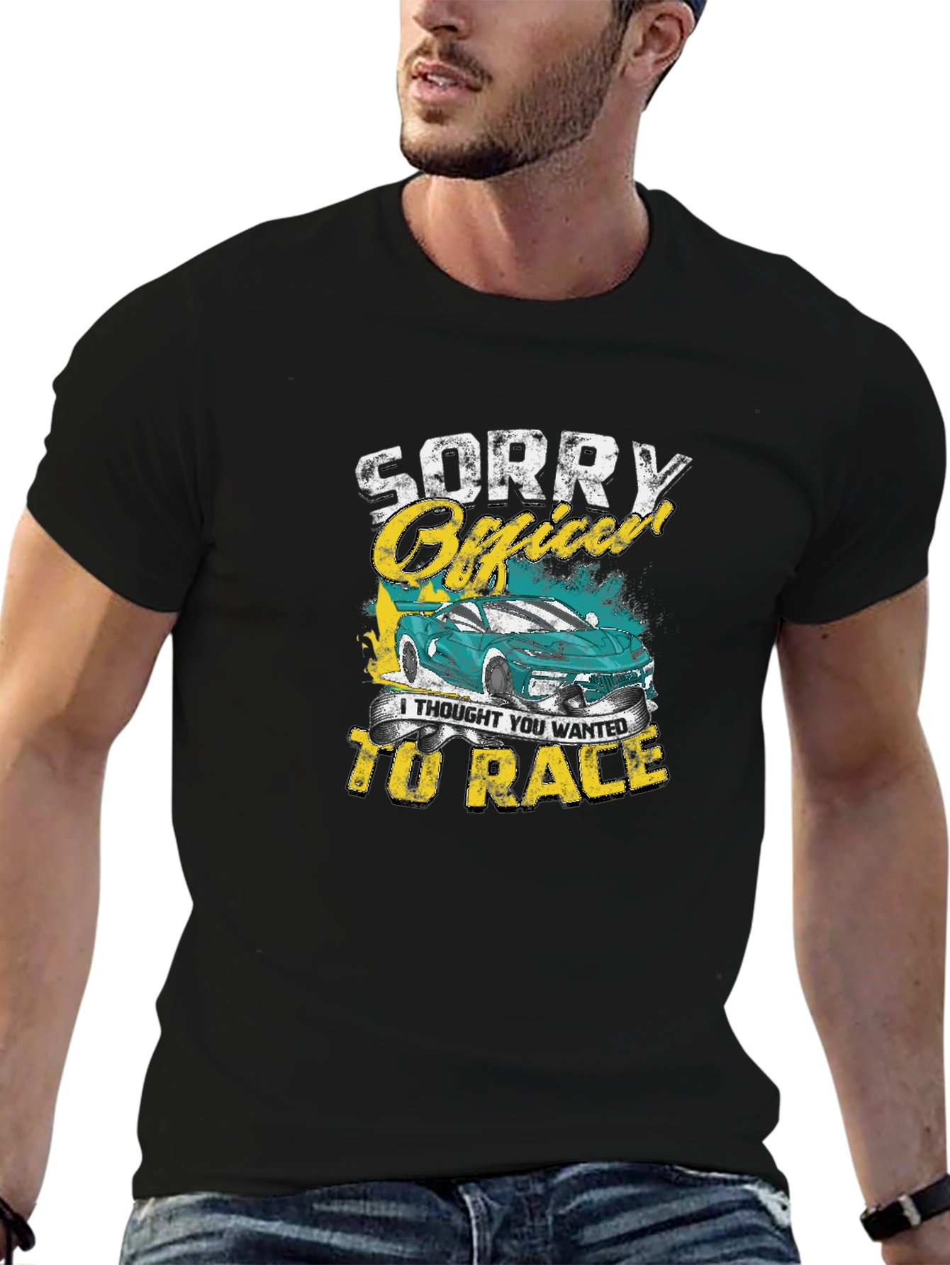 Sorry Officer Car Race Graphic Tee