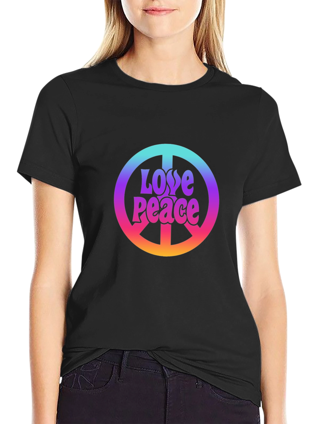 Love Peace Sign Black T-Shirt