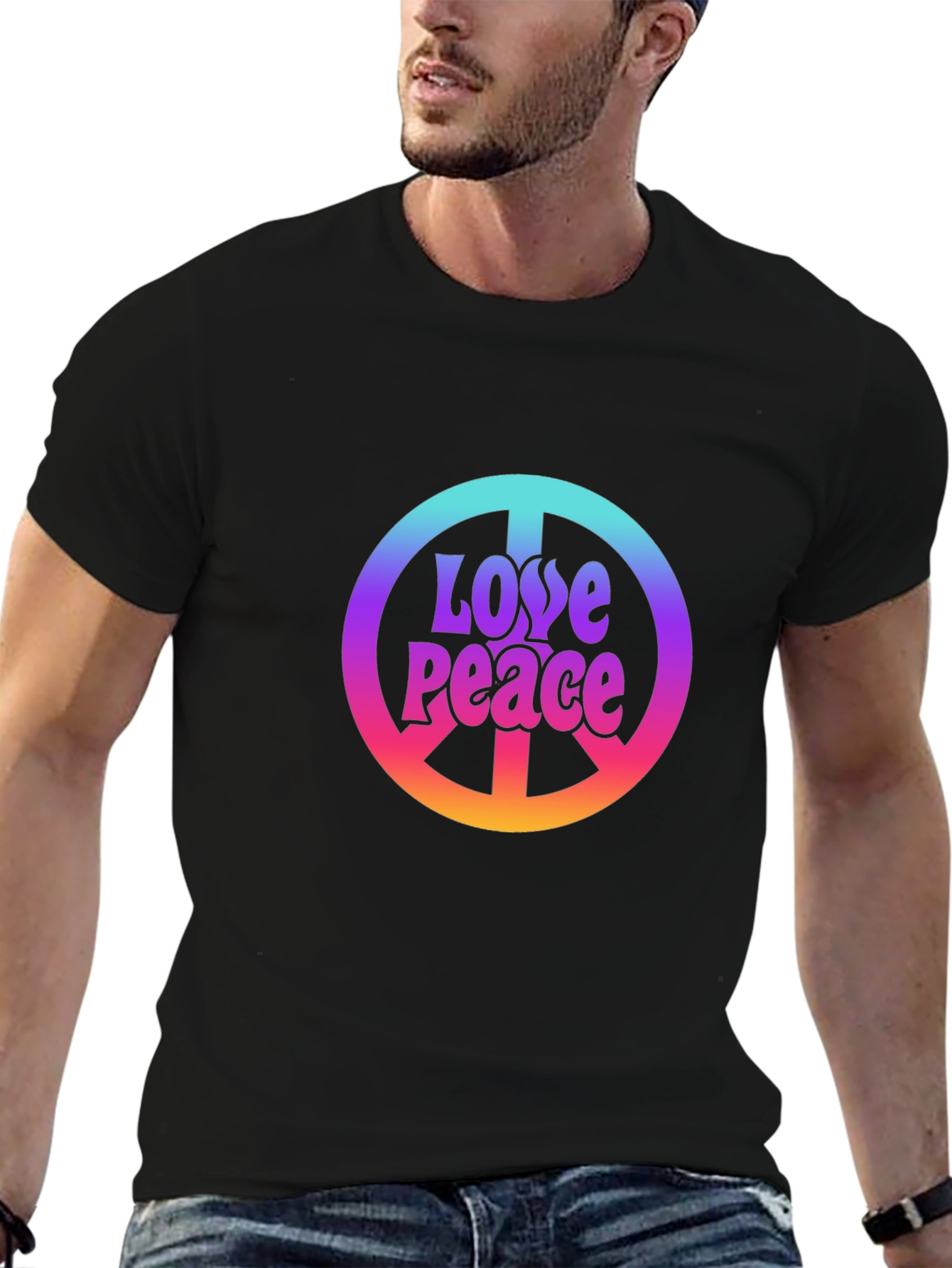 Love Peace Sign Black T-Shirt