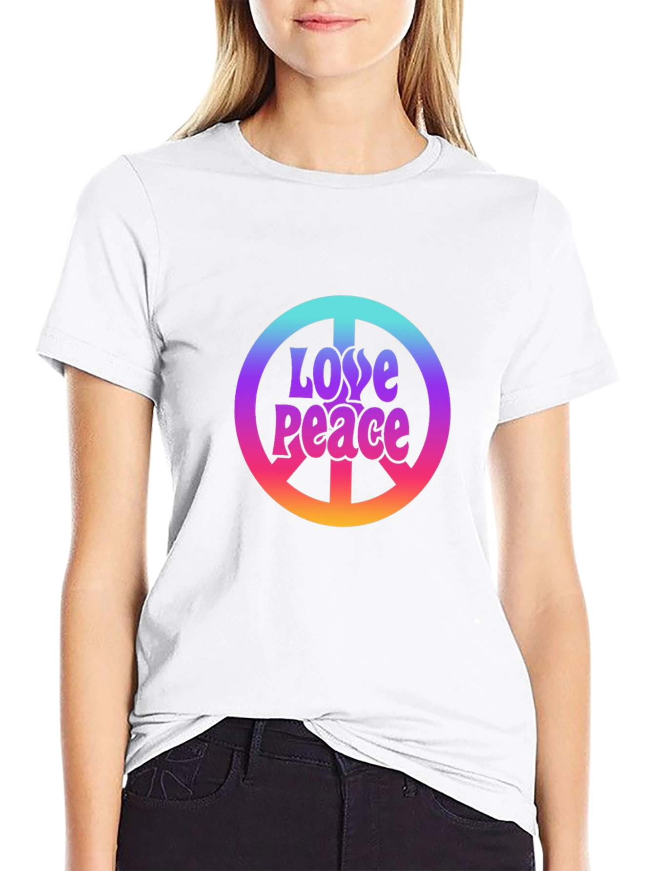 Love Peace Sign Black T-Shirt