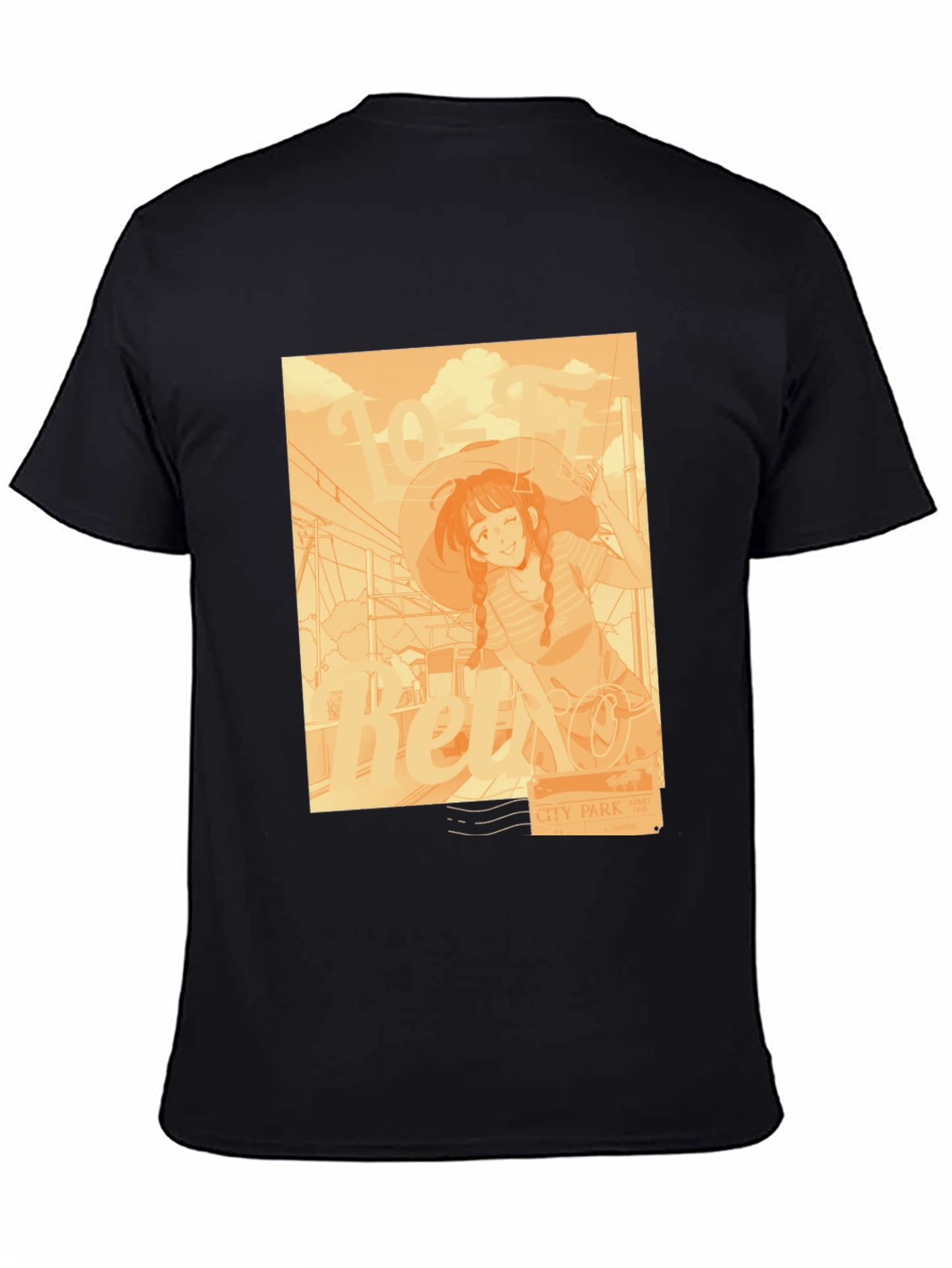 Anime Girl Graphic Tee - Relaxed Fit Black T-Shirt