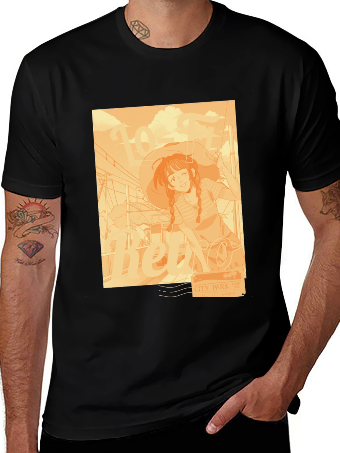 Anime Girl Graphic Tee - Relaxed Fit Black T-Shirt