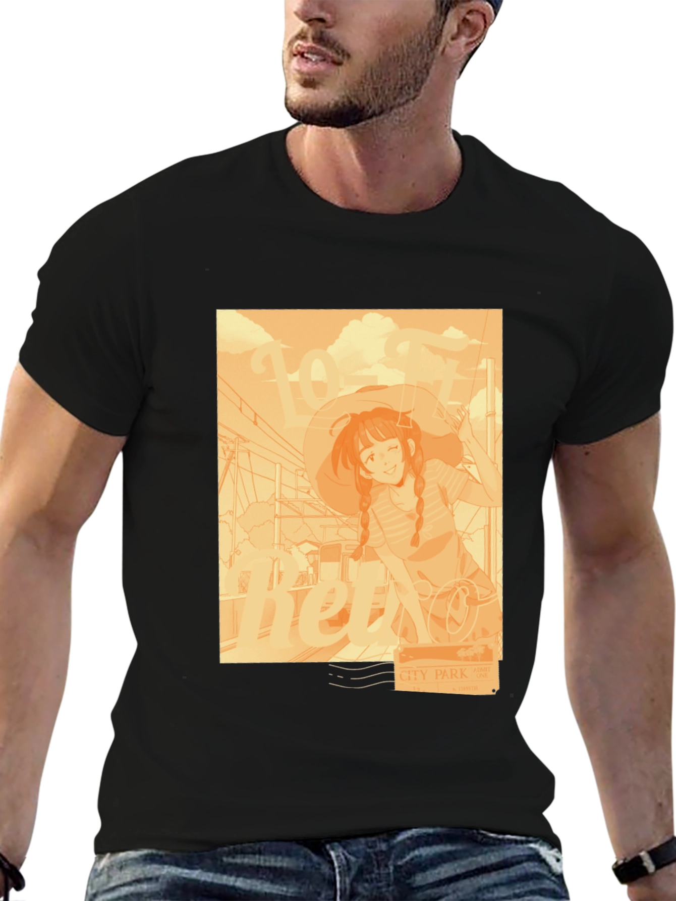 Anime Girl Graphic Tee - Relaxed Fit Black T-Shirt