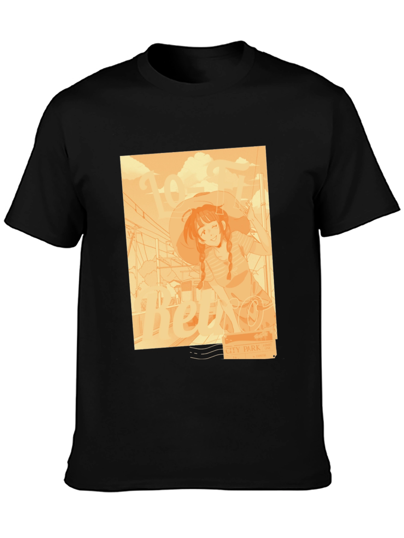 Anime Girl Graphic Tee - Relaxed Fit Black T-Shirt