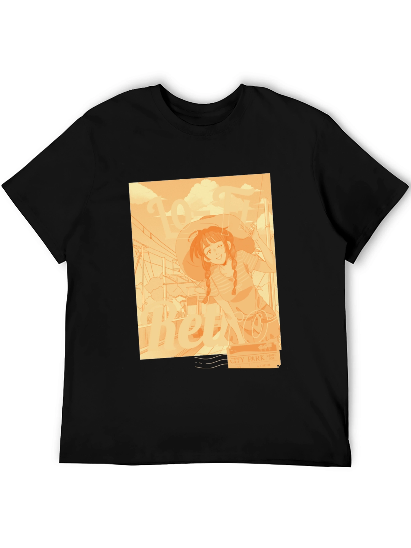 Anime Girl Graphic Tee - Relaxed Fit Black T-Shirt