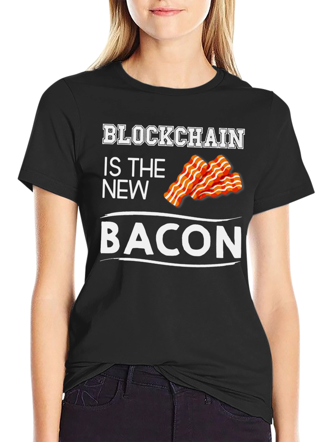 Blockchain is the New Bacon Graphic T-Shirt