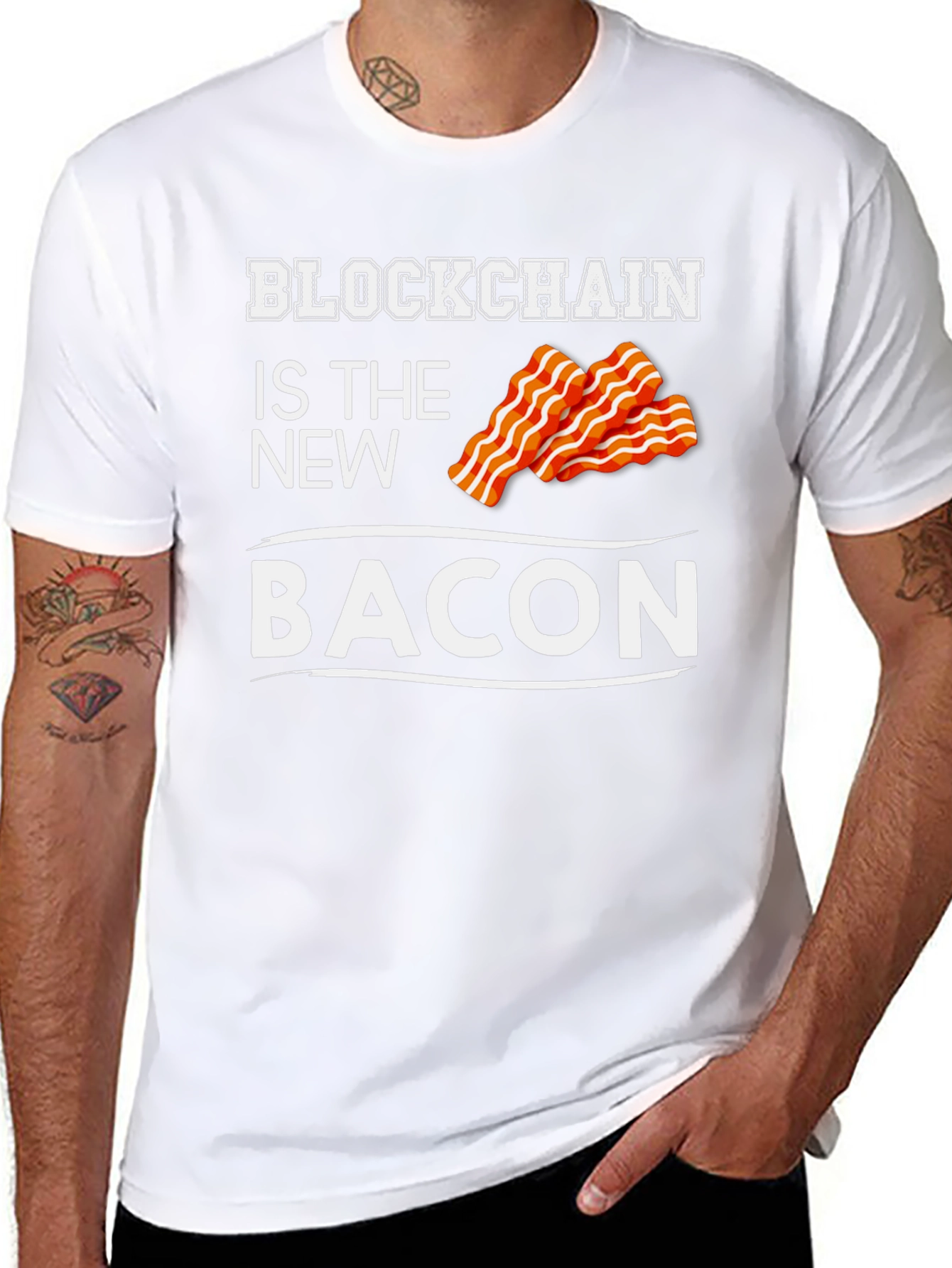 Blockchain is the New Bacon Graphic T-Shirt