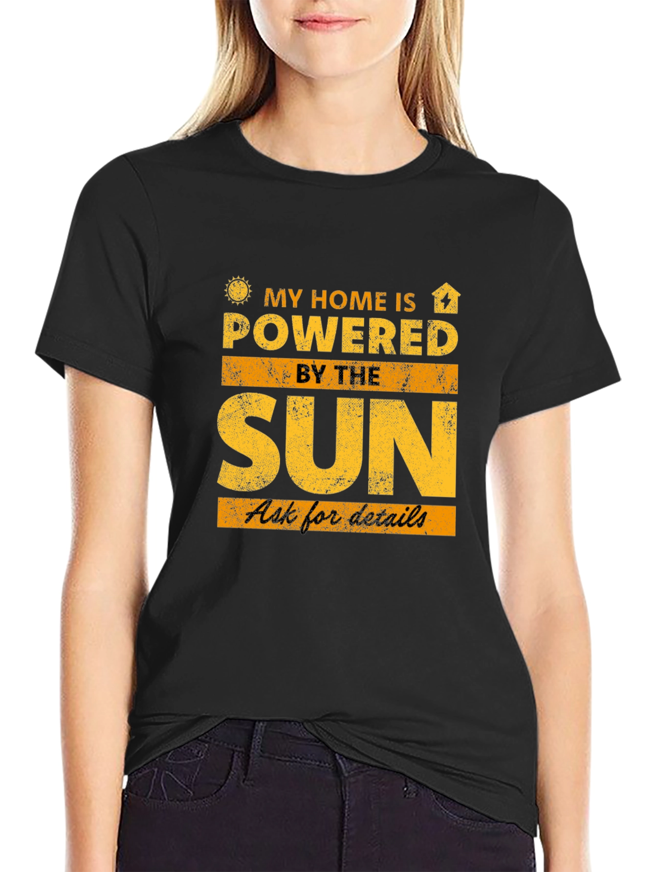 Solar Powered Home Black T-Shirt