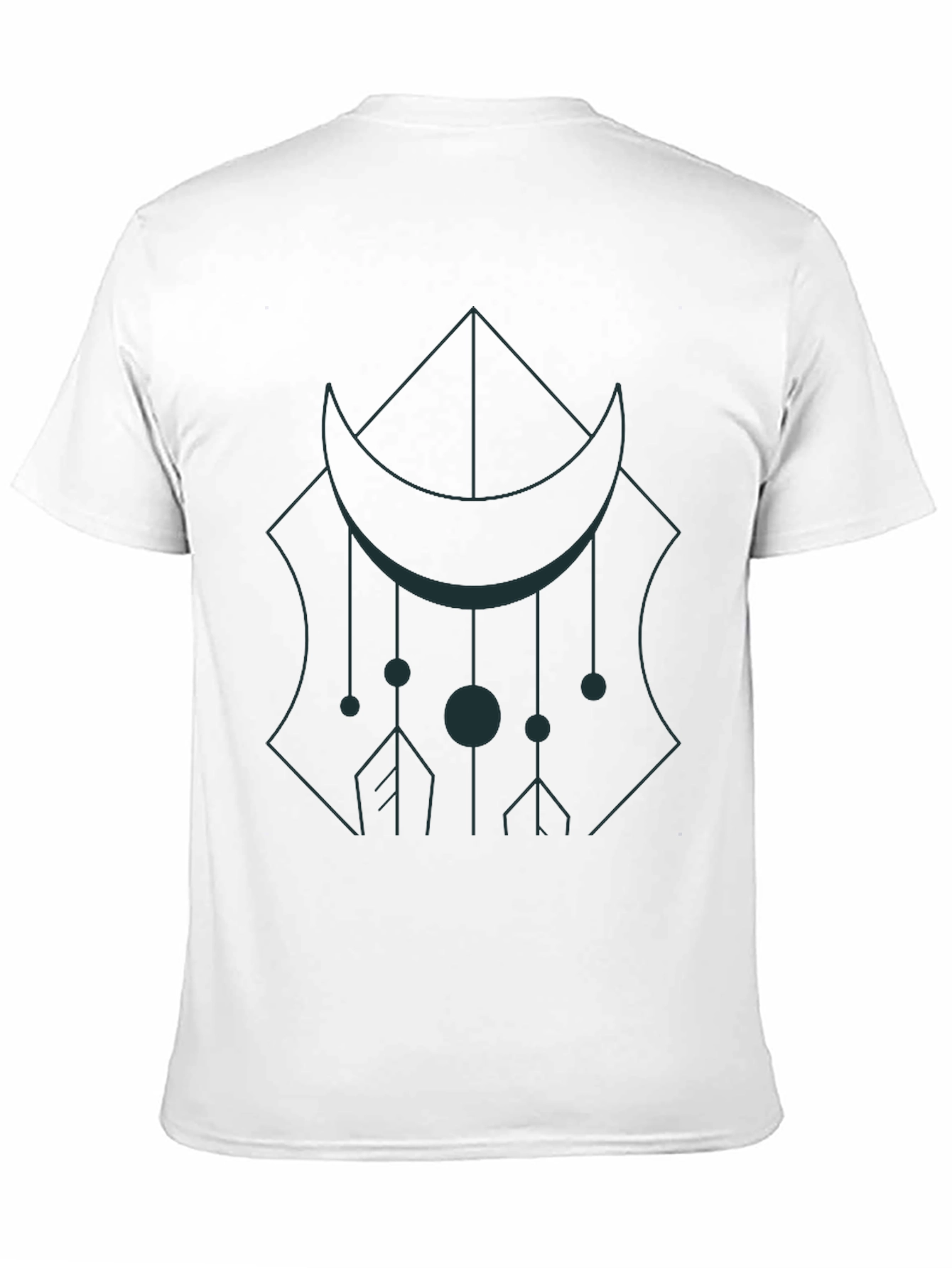 Geometric Moon Graphic Tee - Black Cotton Casual Wear