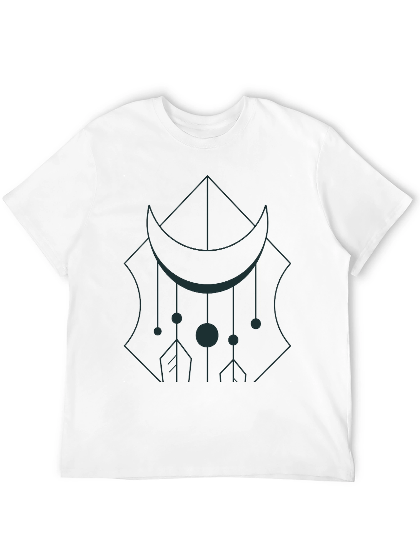 Geometric Moon Graphic Tee - Black Cotton Casual Wear