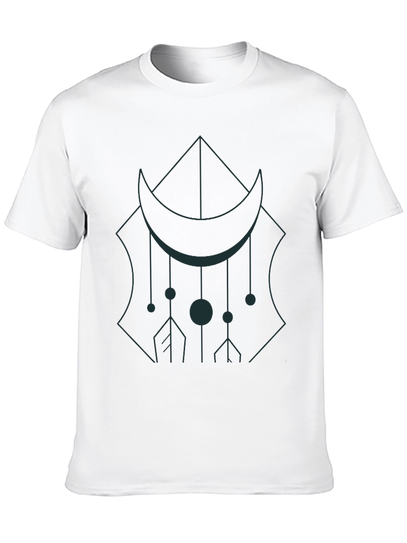 Geometric Moon Graphic Tee - Black Cotton Casual Wear