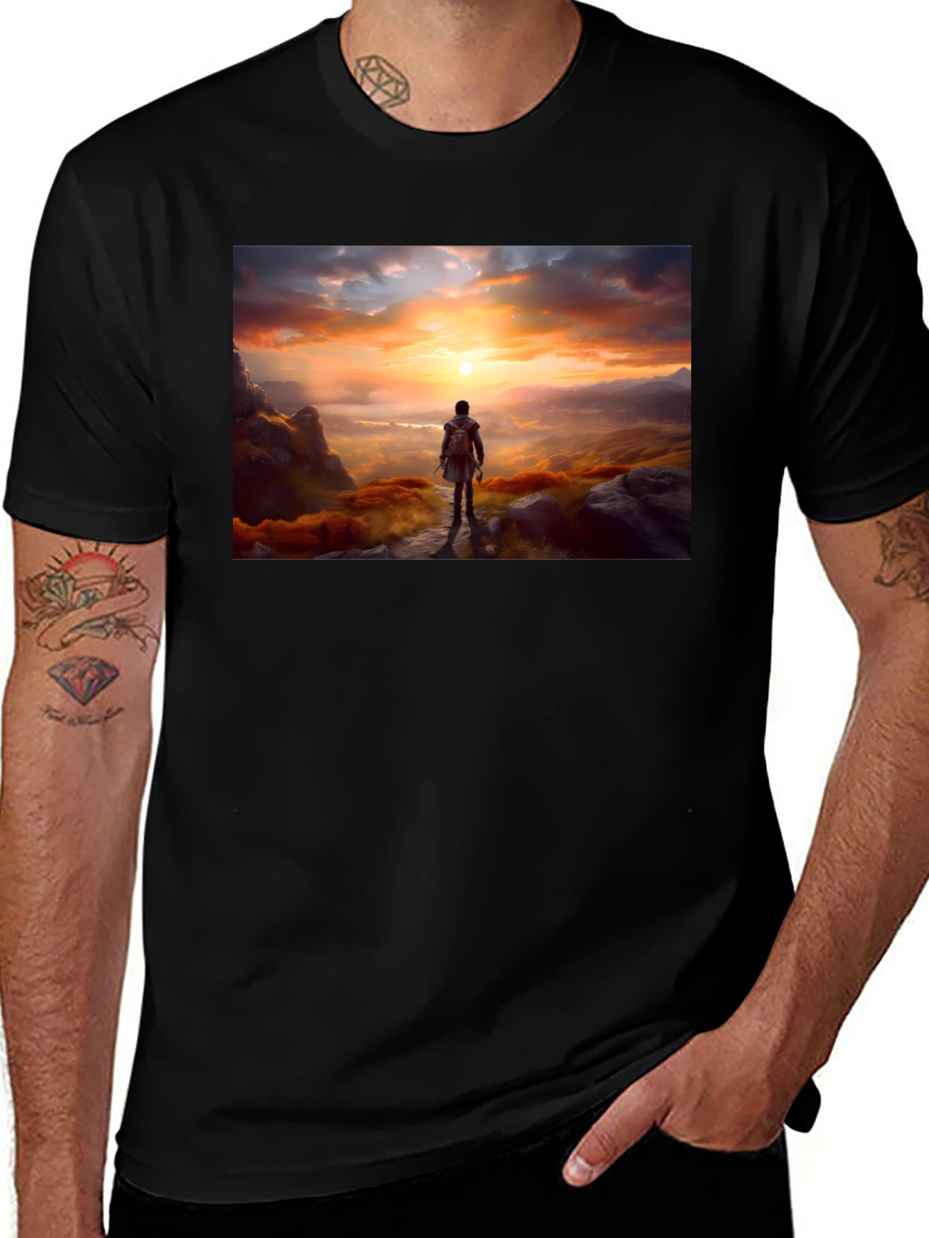 Sunset Hiker Graphic Tee - Adventure Awaits