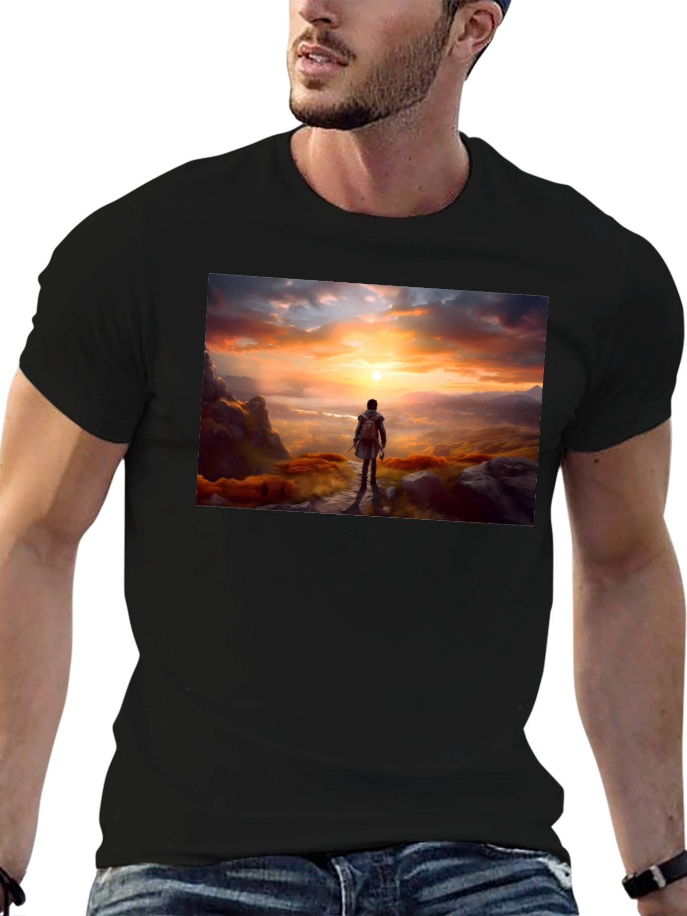 Sunset Hiker Graphic Tee - Adventure Awaits