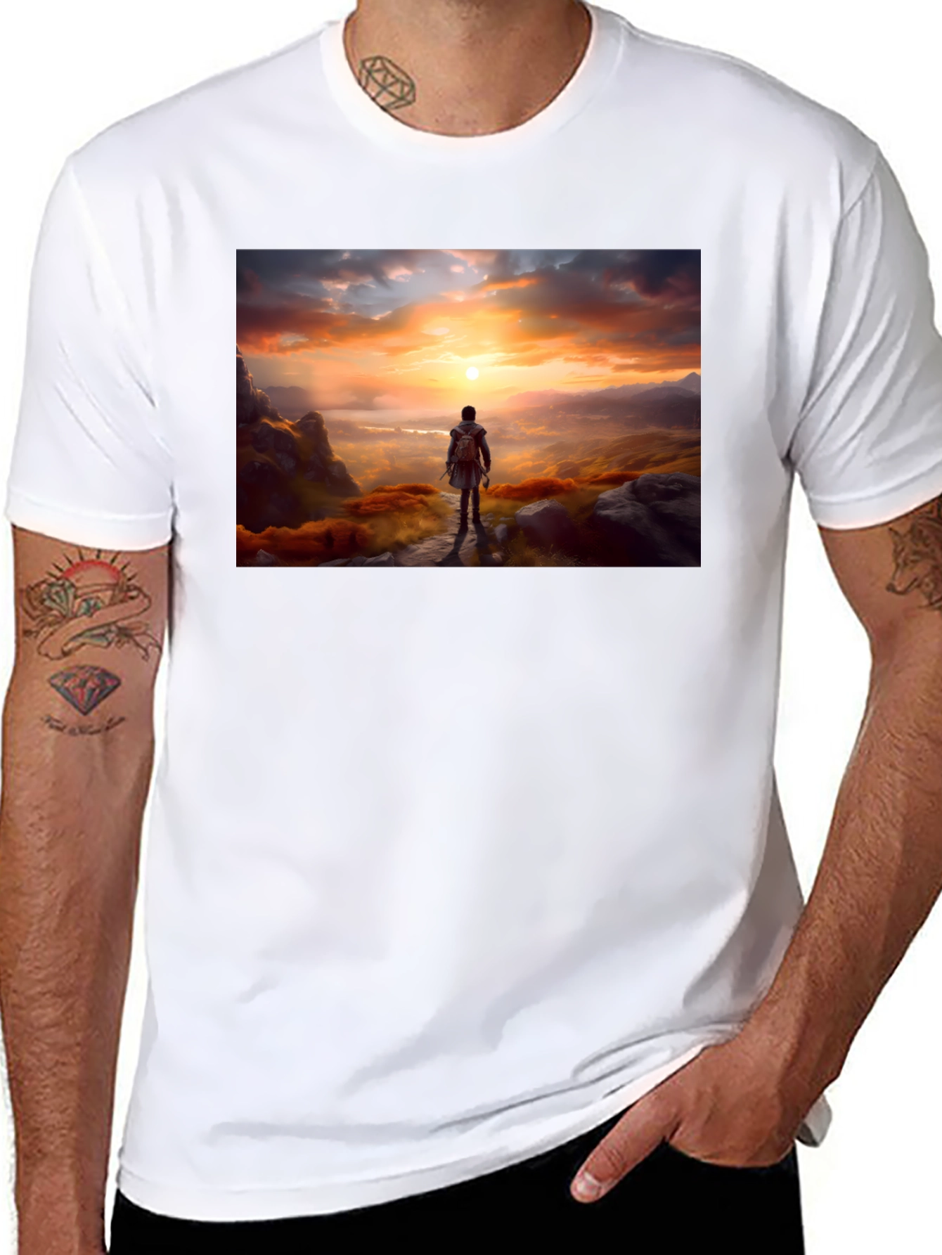 Sunset Hiker Graphic Tee - Adventure Awaits