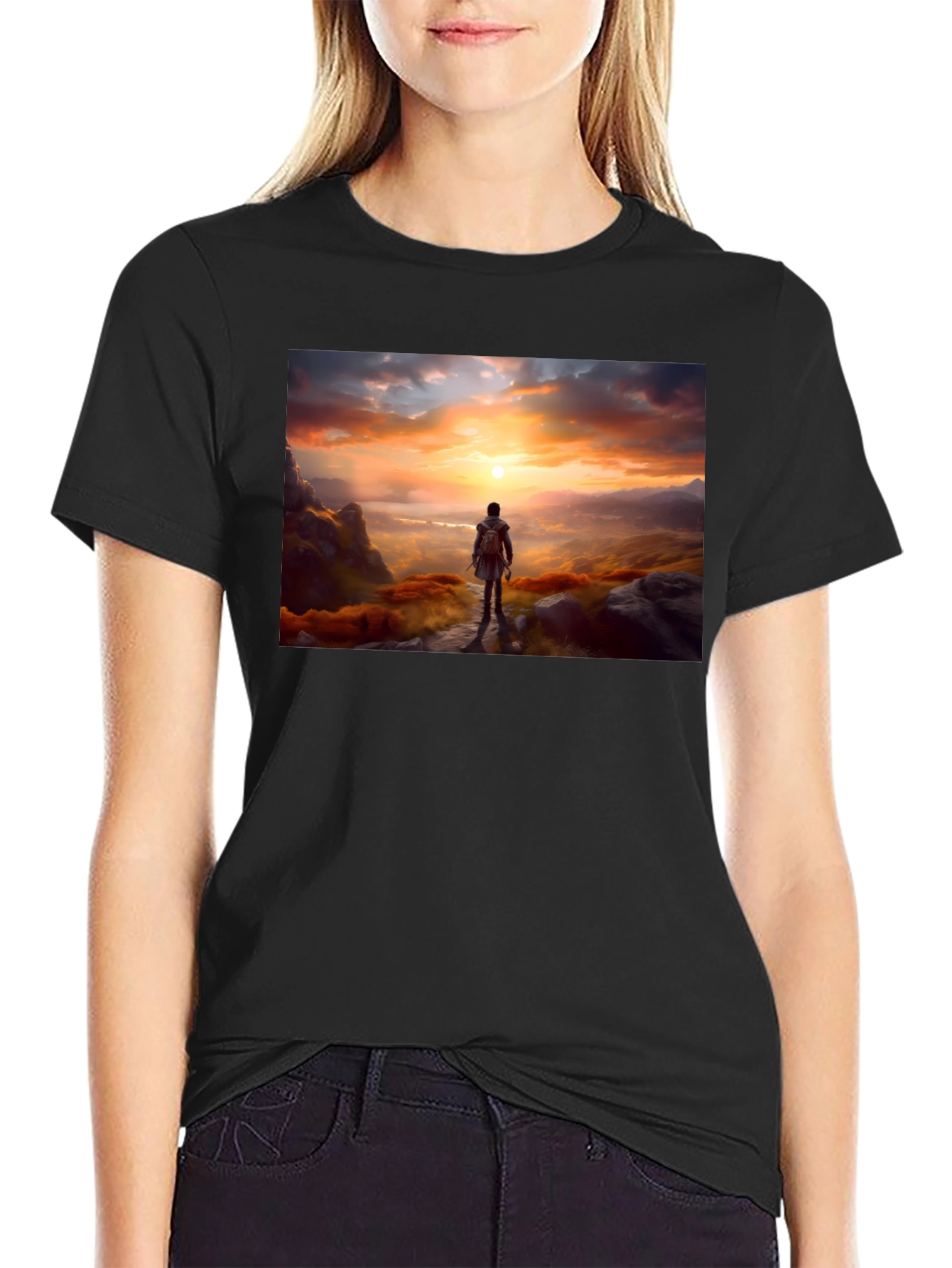 Sunset Hiker Graphic Tee - Adventure Awaits