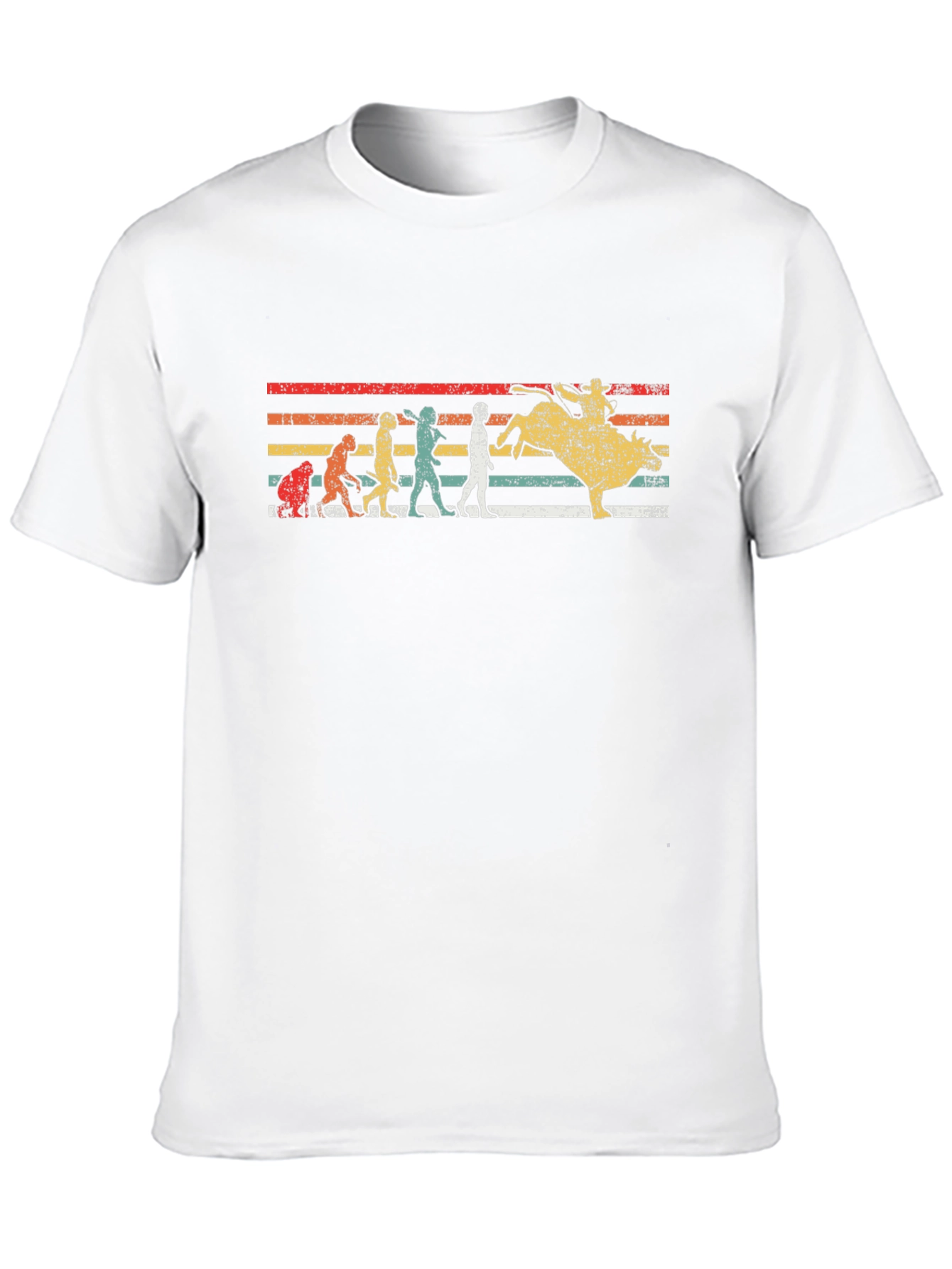 Evolution of Bull Riding T-Shirt Retro Design