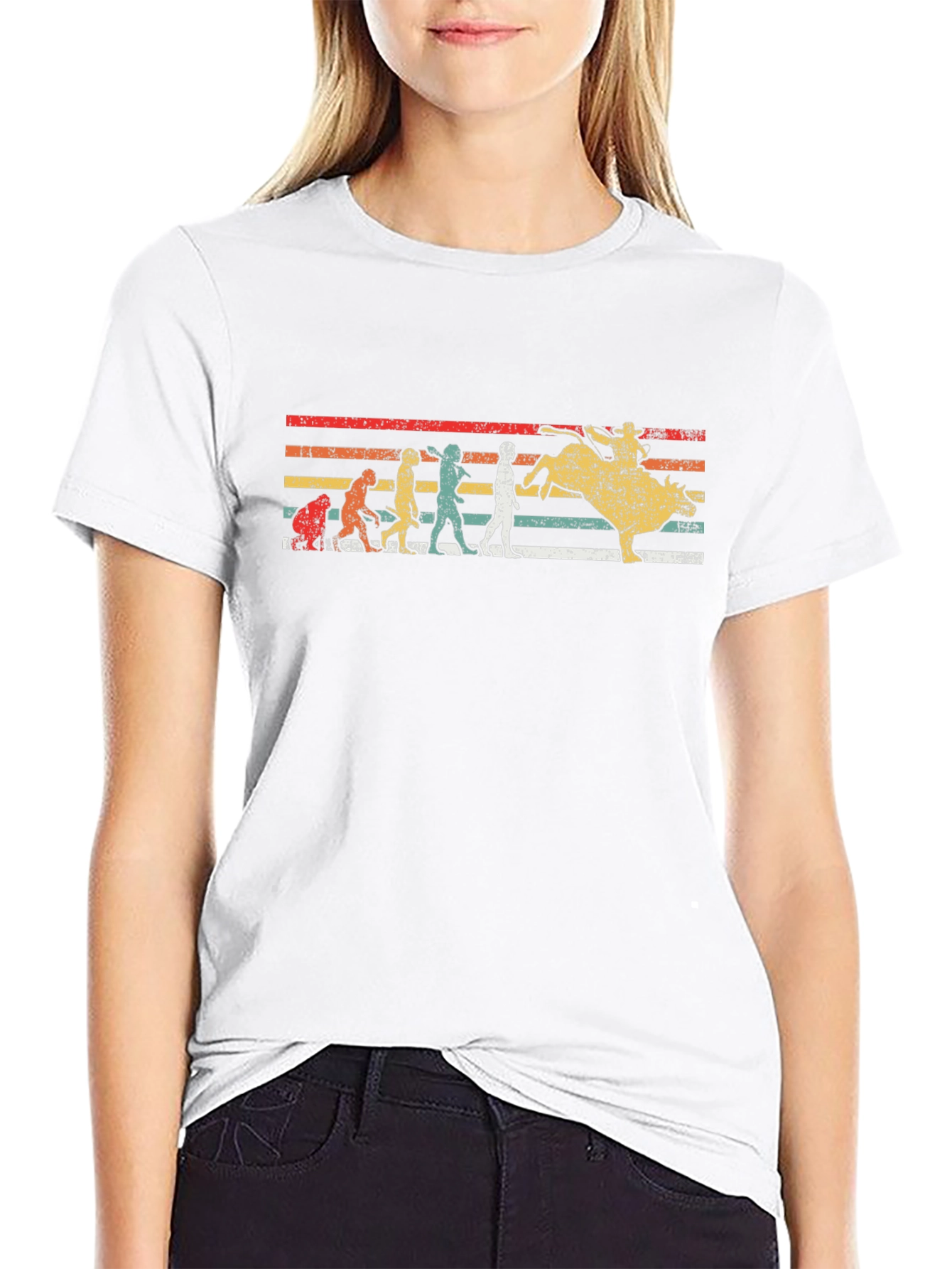 Evolution of Bull Riding T-Shirt Retro Design